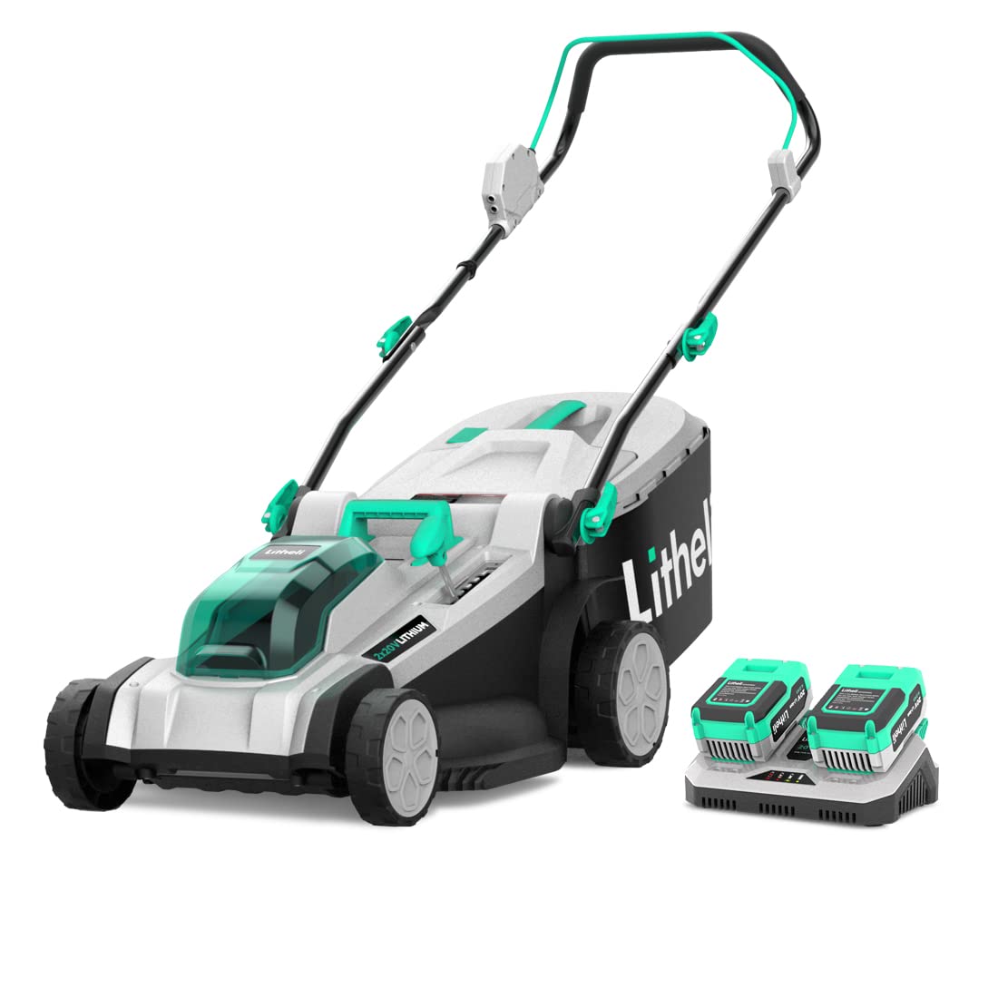 Litheli 18-inch 40V Brushless Lawn Mower for Garden Yards, Lightweight Cordless Lawn Mower Battery Powered with 6-Position Height Adjustment, 2x5.0Ah Battery Included