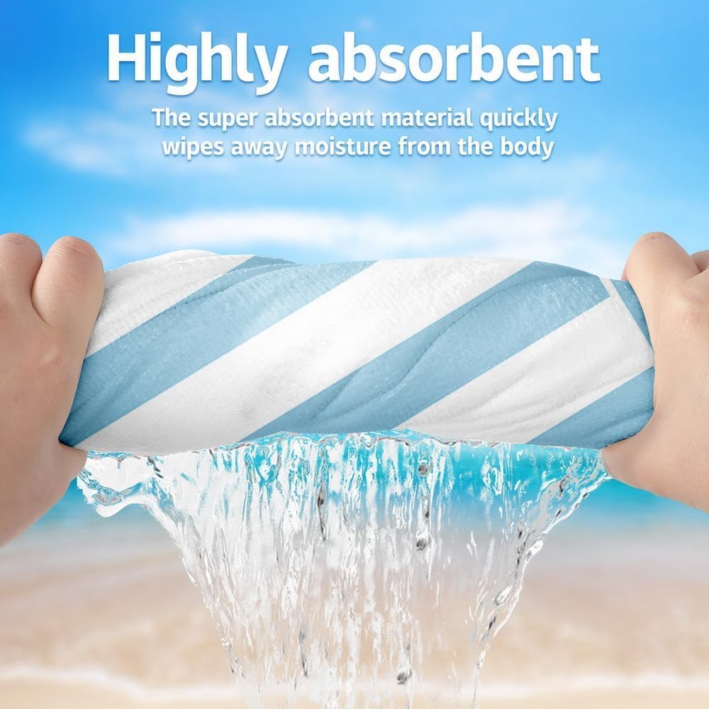 Personalized Beach Towels for Kids Adults - Custom Kids Beach Towels with Names- Customized Sand Free Quick Dry Striped Bath/Pool/Beach Towel for Boys Girls Women Men(Color1)