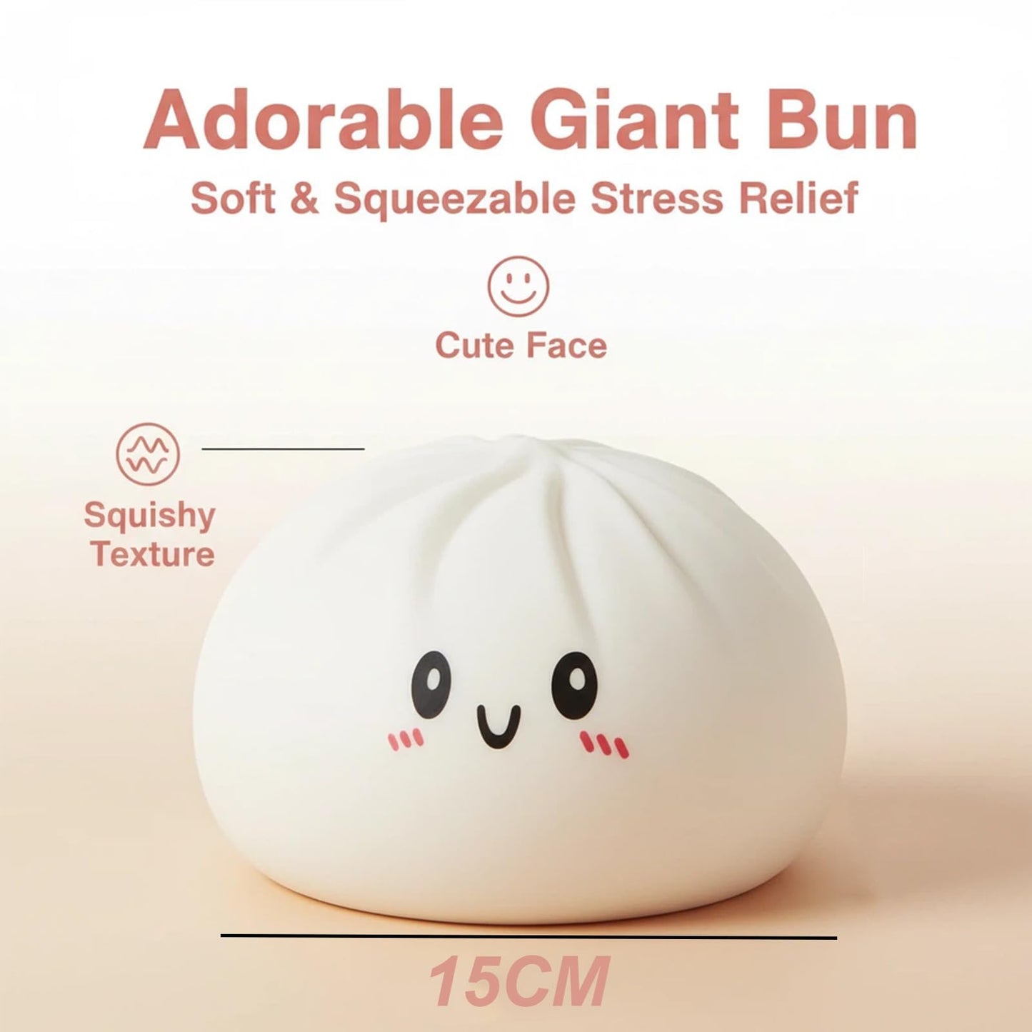Jumbo Dumpling Squishy for Adults, 4/6/10 Inch Giant Big Dumpling Stress Ball, Soft Squeeze Decompression Dough, Anxiety Relief Fidget, Adult Fidget Tool (Colorful M: 15cm/5.9 Inch)