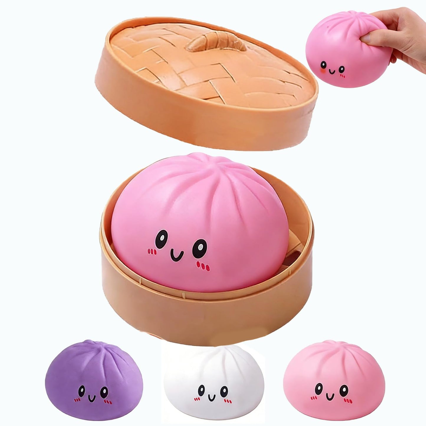Jumbo Dumpling Squishy for Adults, 4/6/10 Inch Giant Big Dumpling Stress Ball, Soft Squeeze Decompression Dough, Anxiety Relief Fidget, Adult Fidget Tool (Colorful M: 15cm/5.9 Inch)