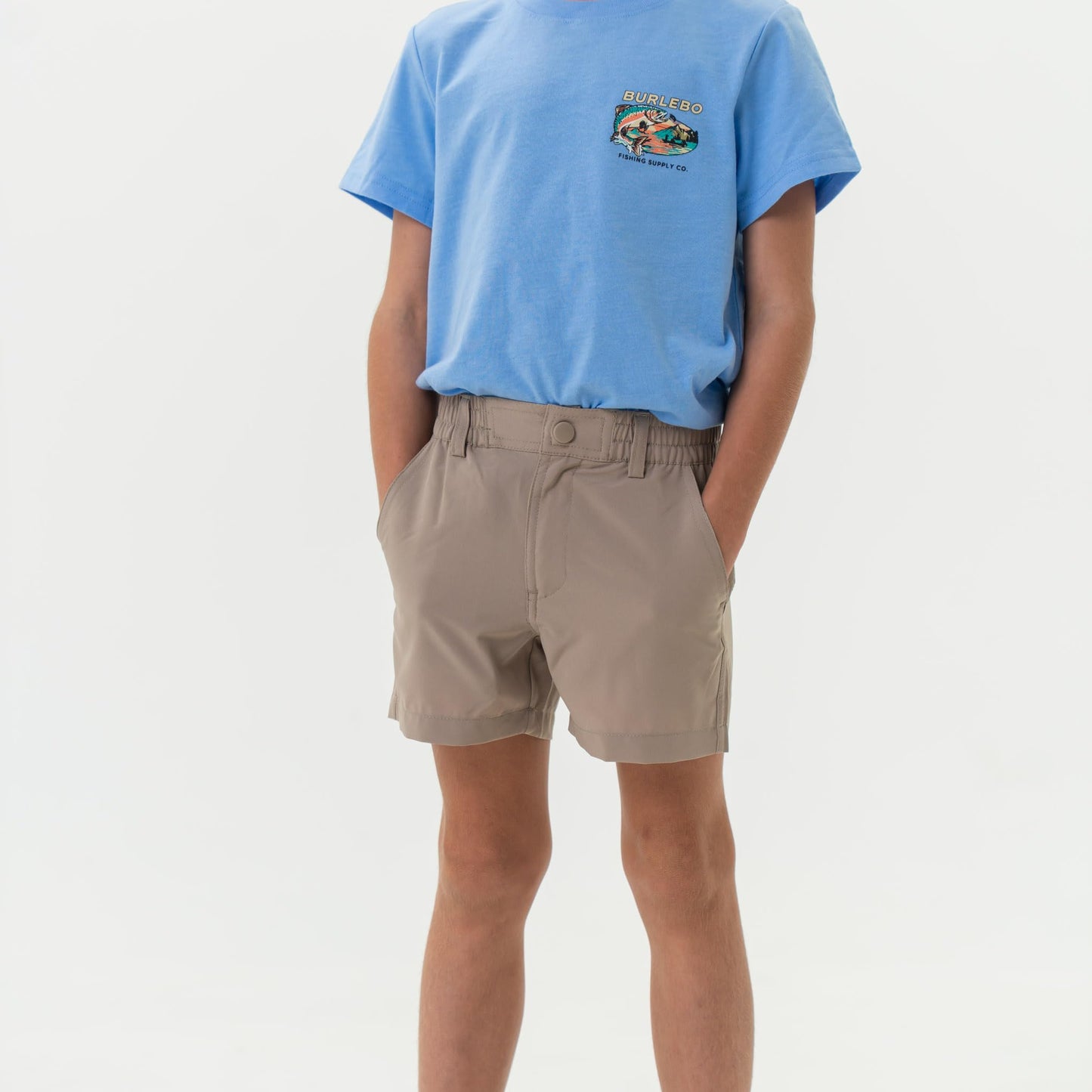 BURLEBO Youth Everyday Shorts – Lightweight Stretch Shorts with Pockets and Adjustable Waistband