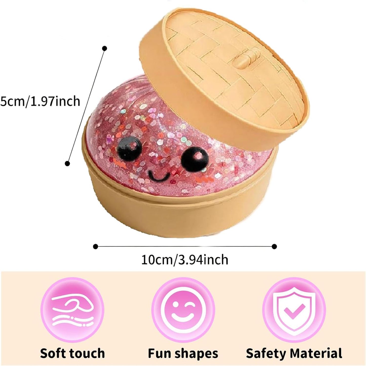 Dumpling Squishies, Glitter Dumpling, Glitter Dumplings Squishy with Box, Dumplings Sensory Squeeze Toy for Stress Relief Stretchy Desk Toys (Gold)