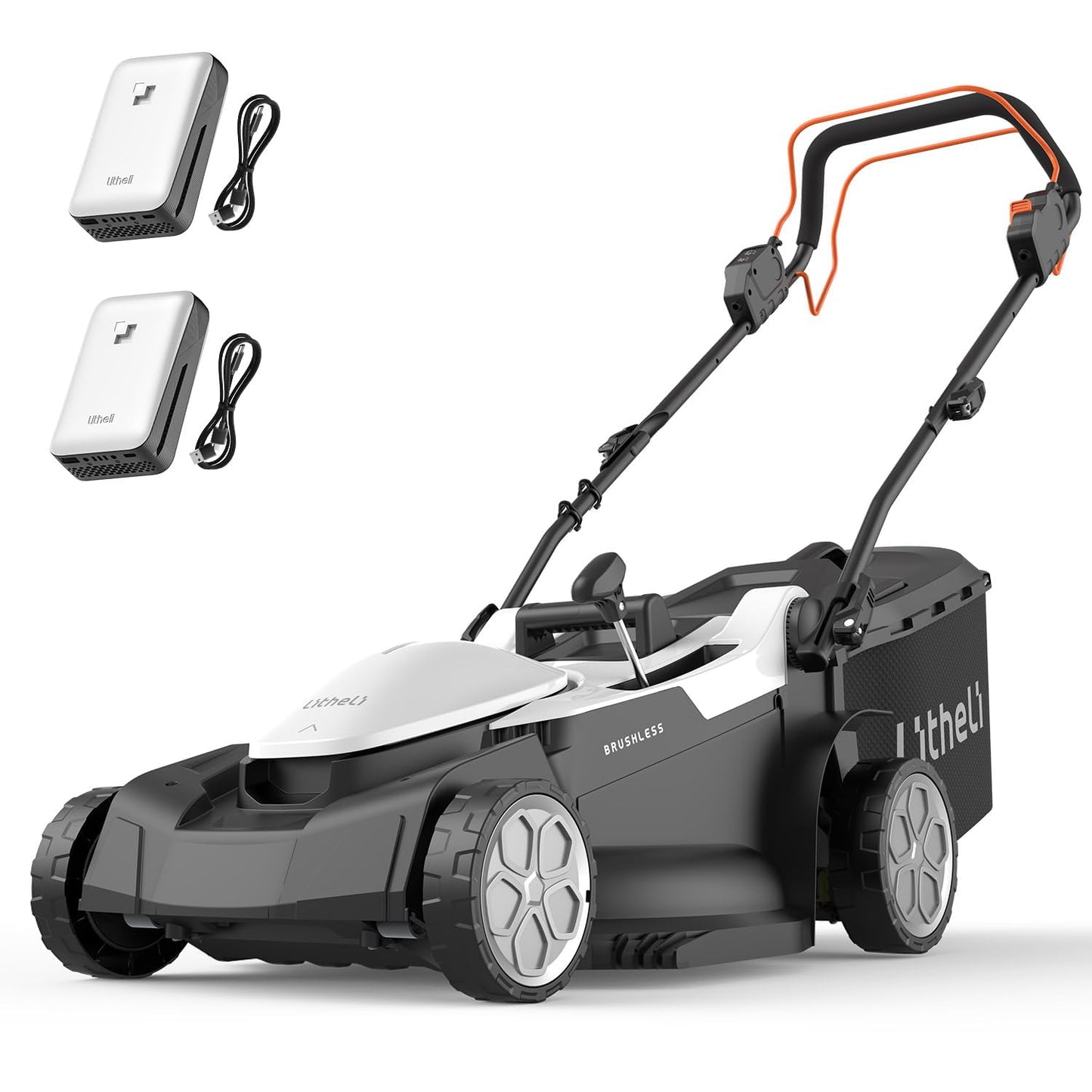 Litheli 18-inch 40V Brushless Lawn Mower for Garden Yards, Lightweight Cordless Lawn Mower Battery Powered with 6-Position Height Adjustment, 2x5.0Ah Battery Included