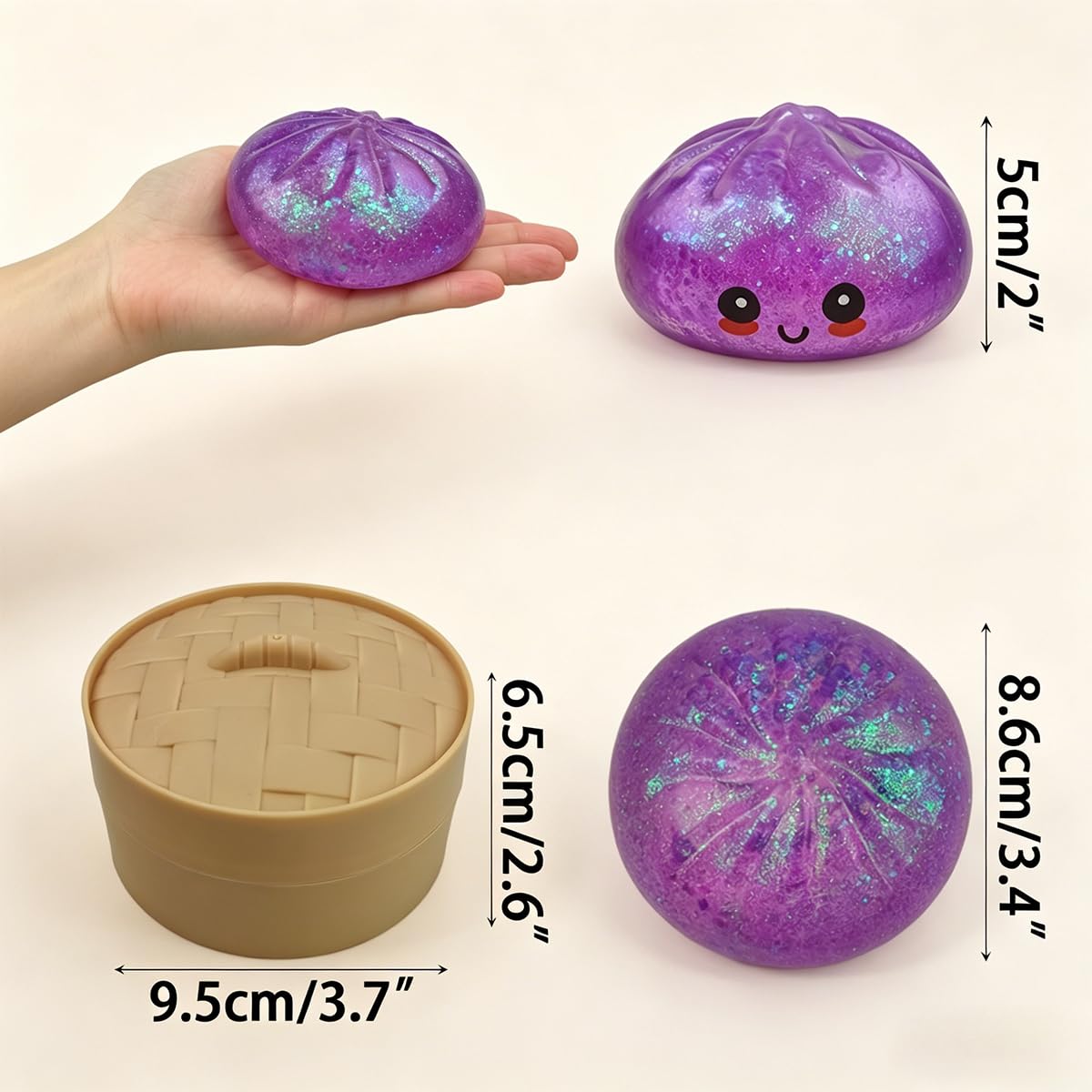 Anditoy Dumpling Squishy Toys Glitter Dumpling Stress Balls Giant Squishy Mystery Box Squeeze Toys for Adults Stress Relief Desk Toys Kids Party Favors Birthday Gifts (Blue)