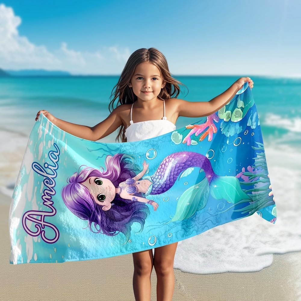 Personalized Beach Towels for Kids - Custom Ice Cream Drip Baseball Beach Towel for Boys,Customized Ultra Absorbent Super Soft Swim/Pool Towel,Team Gift,Youth Baseball Gift for Boys