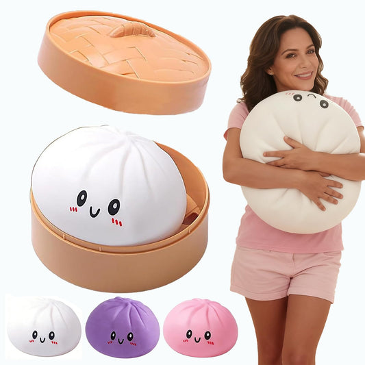 Jumbo Dumpling Squishy for Adults, 4/6/10 Inch Giant Big Dumpling Stress Ball, Soft Squeeze Decompression Dough, Anxiety Relief Fidget, Adult Fidget Tool (Colorful M: 15cm/5.9 Inch)