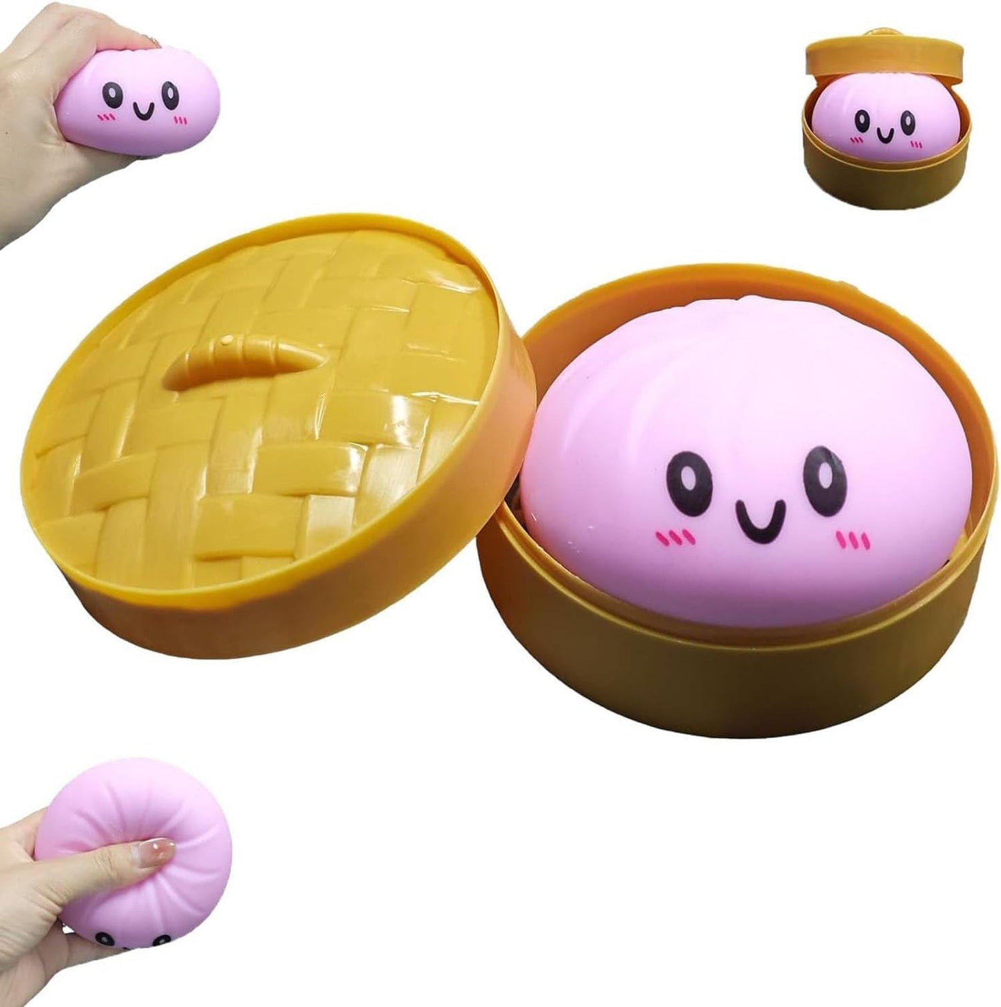 Dumpling Squishies, Glitter Dumpling, Glitter Dumplings Squishy with Box, Dumplings Sensory Squeeze Toy for Stress Relief Stretchy Desk Toys (Gold)