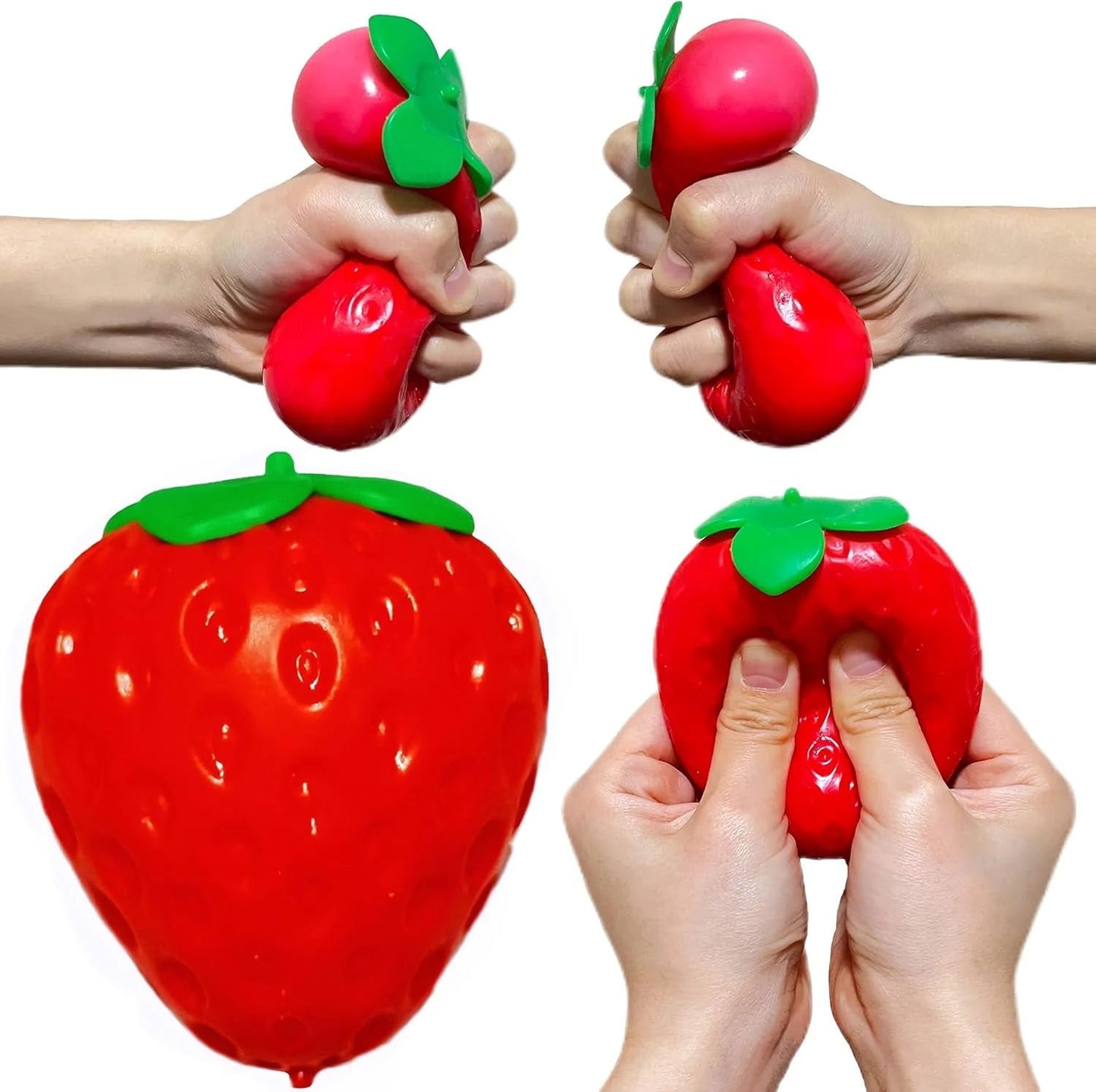 Strawberry Squishy, Strawberry Squishy Sensory Fidget Giant Jumbo Big Slow Rising Stress Ball Squeeze Toy Fruit Realistic for Relief, Adults Kids Gifts Party Favor (1pcs)