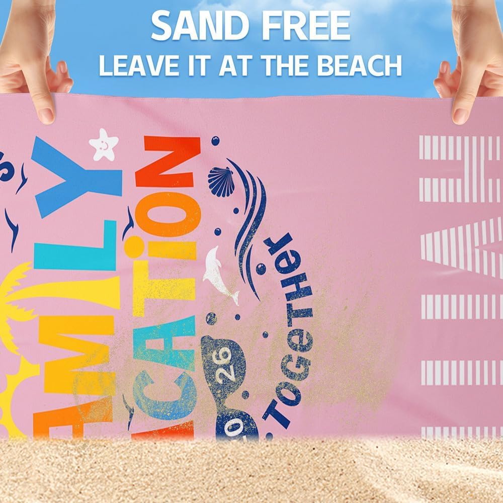 Personalized Beach Towels for Kids Adults - Custom Kids Beach Towels with Names- Customized Sand Free Quick Dry Striped Bath/Pool/Beach Towel for Boys Girls Women Men(Color1)