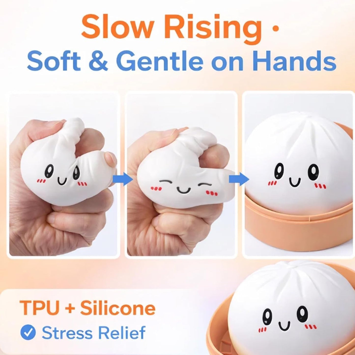 Jumbo Dumpling Squishy for Adults, 4/6/10 Inch Giant Big Dumpling Stress Ball, Soft Squeeze Decompression Dough, Anxiety Relief Fidget, Adult Fidget Tool (Colorful M: 15cm/5.9 Inch)