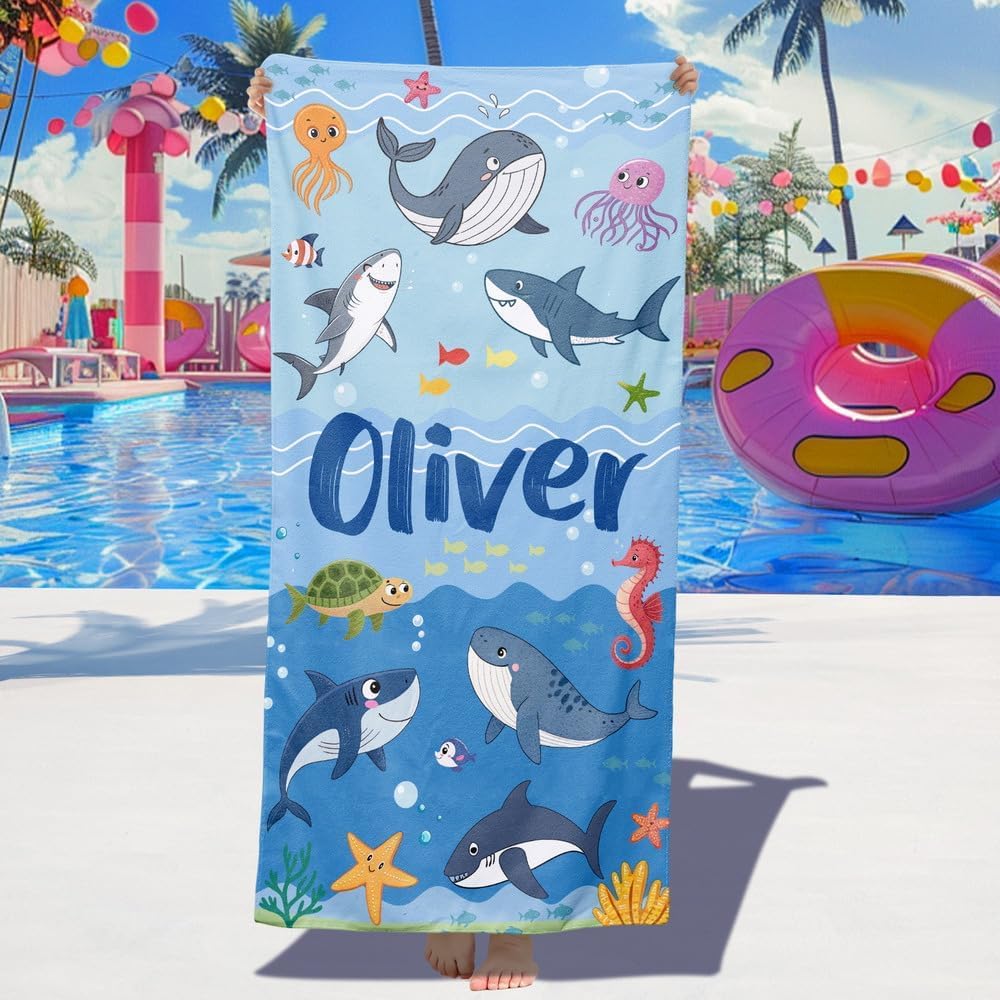 Personalized Beach Towels for Kids - Custom Ice Cream Drip Baseball Beach Towel for Boys,Customized Ultra Absorbent Super Soft Swim/Pool Towel,Team Gift,Youth Baseball Gift for Boys