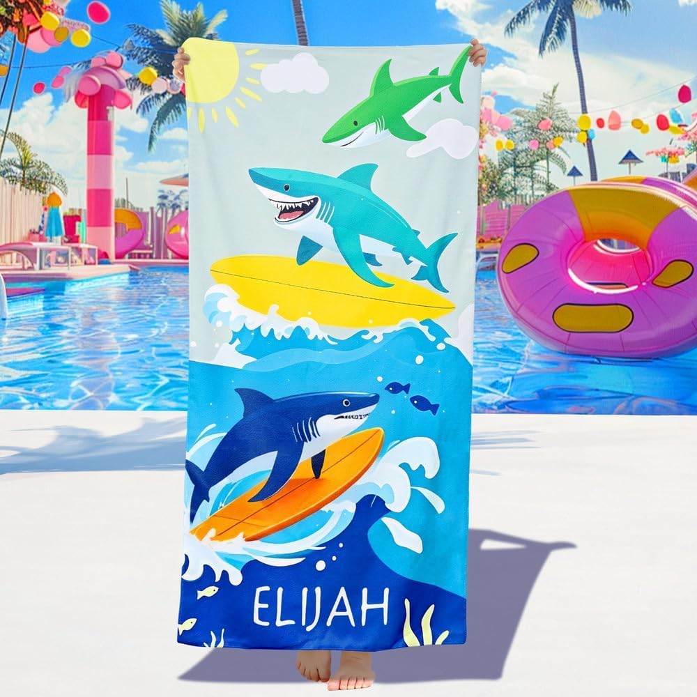 Personalized Beach Towels for Kids - Custom Ice Cream Drip Baseball Beach Towel for Boys,Customized Ultra Absorbent Super Soft Swim/Pool Towel,Team Gift,Youth Baseball Gift for Boys