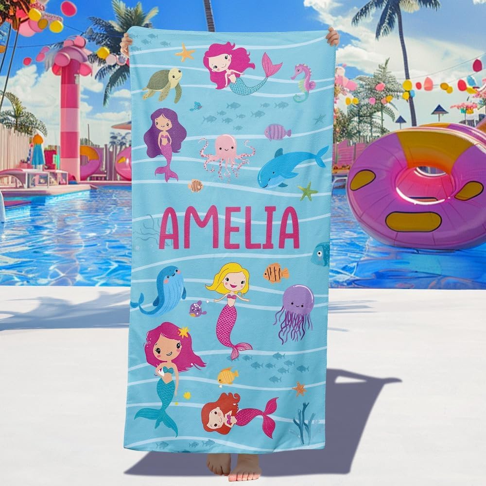 Personalized Beach Towels for Kids - Custom Ice Cream Drip Baseball Beach Towel for Boys,Customized Ultra Absorbent Super Soft Swim/Pool Towel,Team Gift,Youth Baseball Gift for Boys
