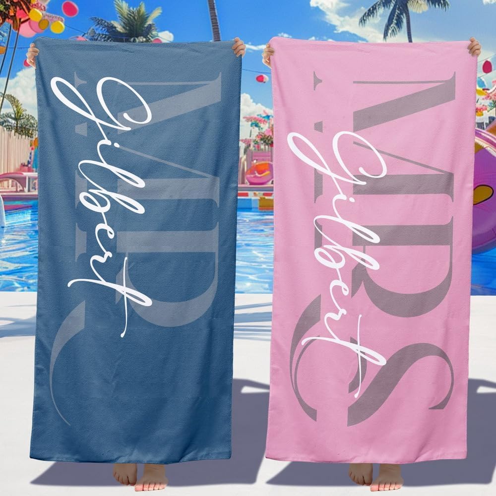 Personalized Beach Towels for Kids Adults - Custom Kids Beach Towels with Names- Customized Sand Free Quick Dry Striped Bath/Pool/Beach Towel for Boys Girls Women Men(Color1)