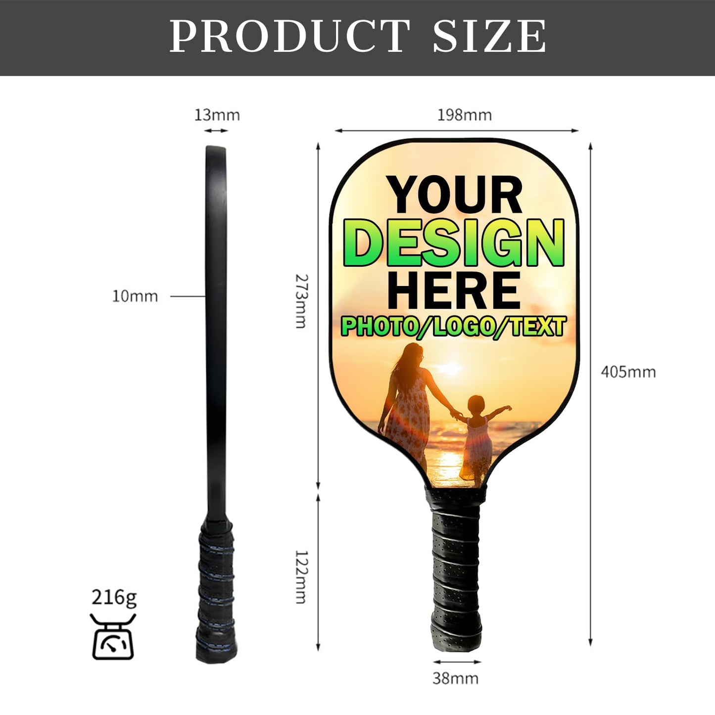Custom Pickleball Paddles with Photo Text Logo Personalized Fiberglass Pickleball Paddle Set for Beginners Pickleball Lovers