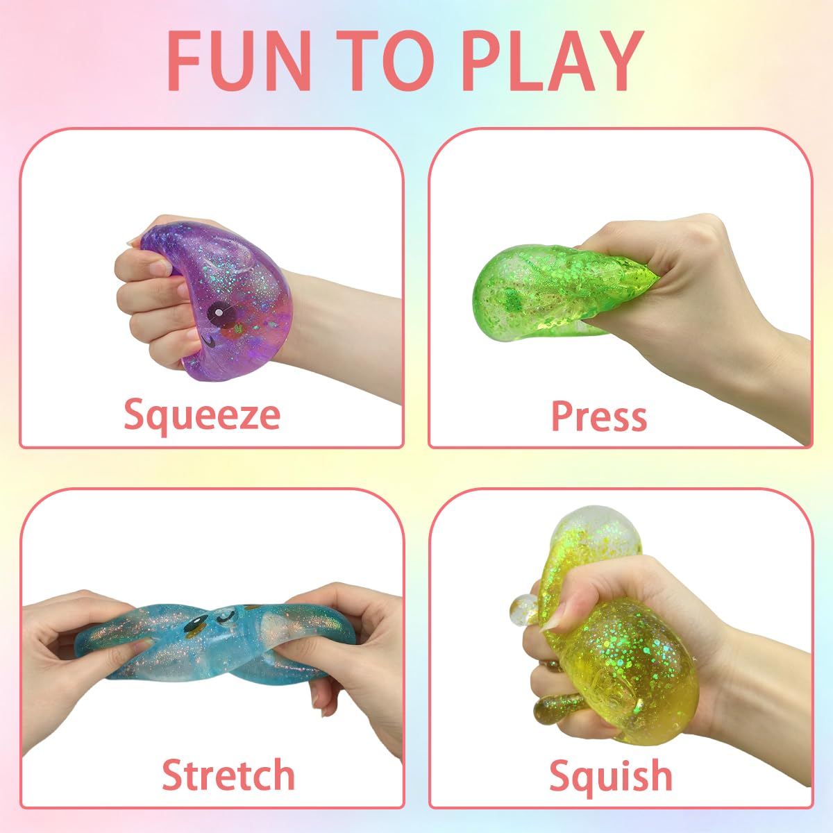 Anditoy Dumpling Squishy Toys Glitter Dumpling Stress Balls Giant Squishy Mystery Box Squeeze Toys for Adults Stress Relief Desk Toys Kids Party Favors Birthday Gifts (Blue)