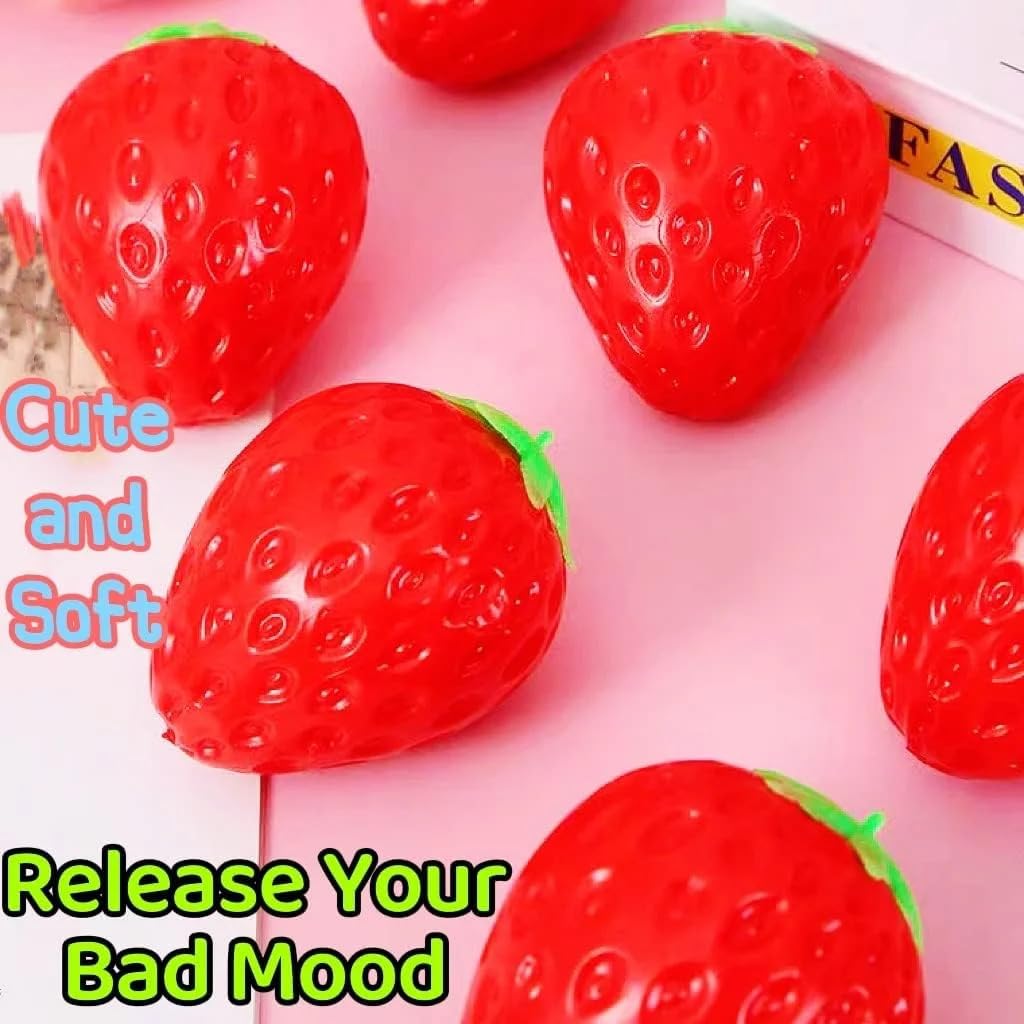 Strawberry Squishy, Strawberry Squishy Sensory Fidget Giant Jumbo Big Slow Rising Stress Ball Squeeze Toy Fruit Realistic for Relief, Adults Kids Gifts Party Favor (1pcs)