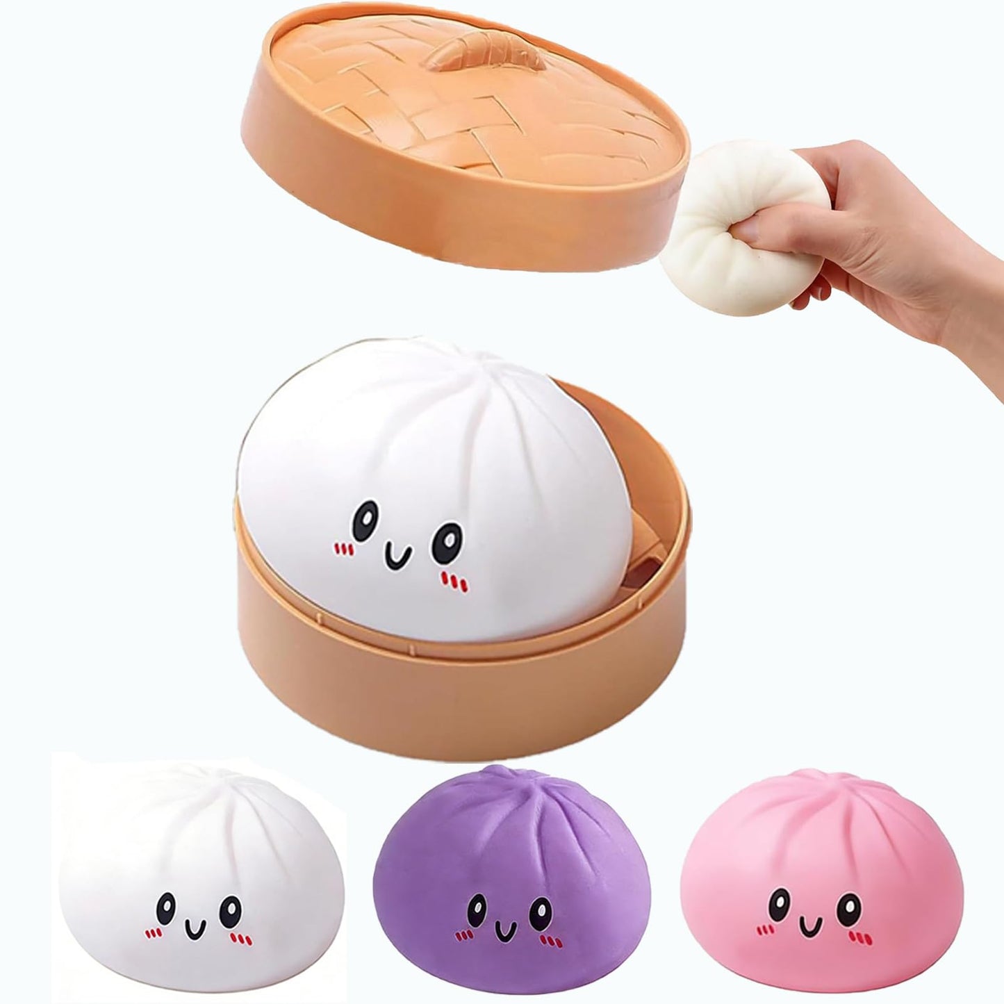 Jumbo Dumpling Squishy for Adults, 4/6/10 Inch Giant Big Dumpling Stress Ball, Soft Squeeze Decompression Dough, Anxiety Relief Fidget, Adult Fidget Tool (Colorful M: 15cm/5.9 Inch)