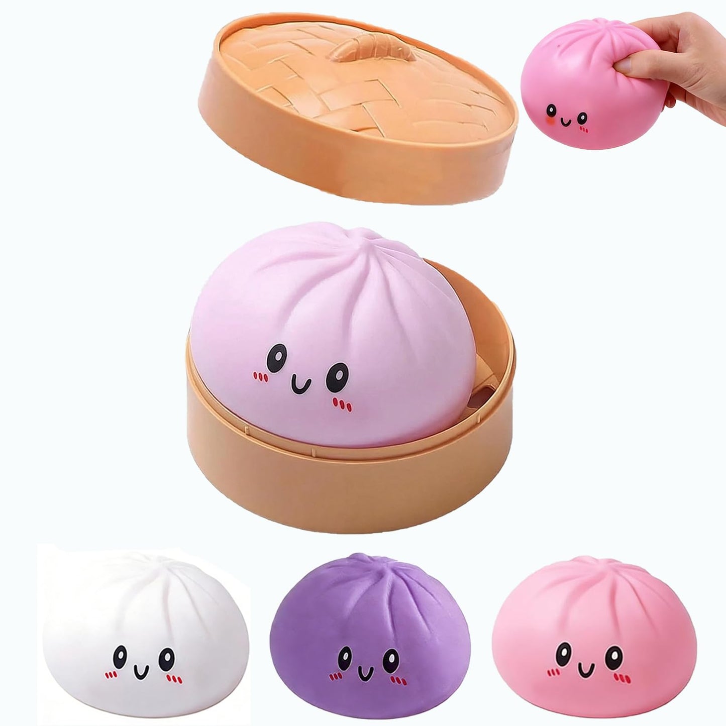 Jumbo Dumpling Squishy for Adults, 4/6/10 Inch Giant Big Dumpling Stress Ball, Soft Squeeze Decompression Dough, Anxiety Relief Fidget, Adult Fidget Tool (Colorful M: 15cm/5.9 Inch)