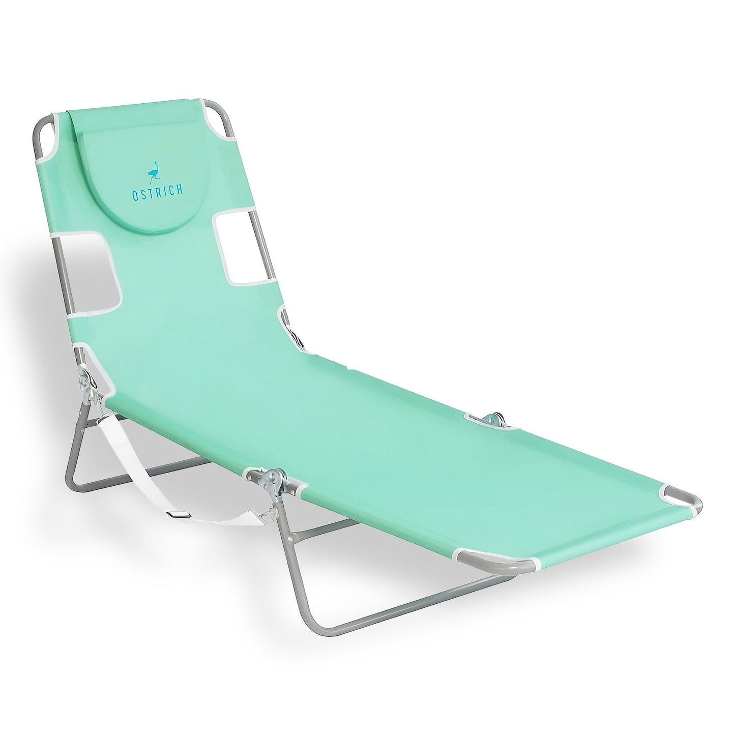 Ostrich the Original Chaise 72 x 22 Inch Lounge Portable Reclining Lounger, Outdoor Patio, Beach, Lawn, Camping, or Pool Tanning Chair, Teal