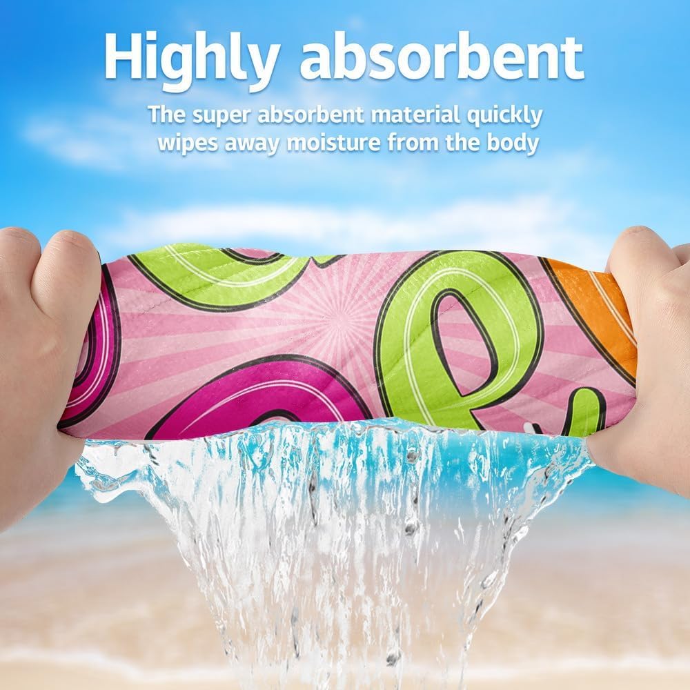 Personalized Beach Towels for Kids Adults - Custom Kids Beach Towels with Names- Customized Sand Free Quick Dry Striped Bath/Pool/Beach Towel for Boys Girls Women Men(Color1)