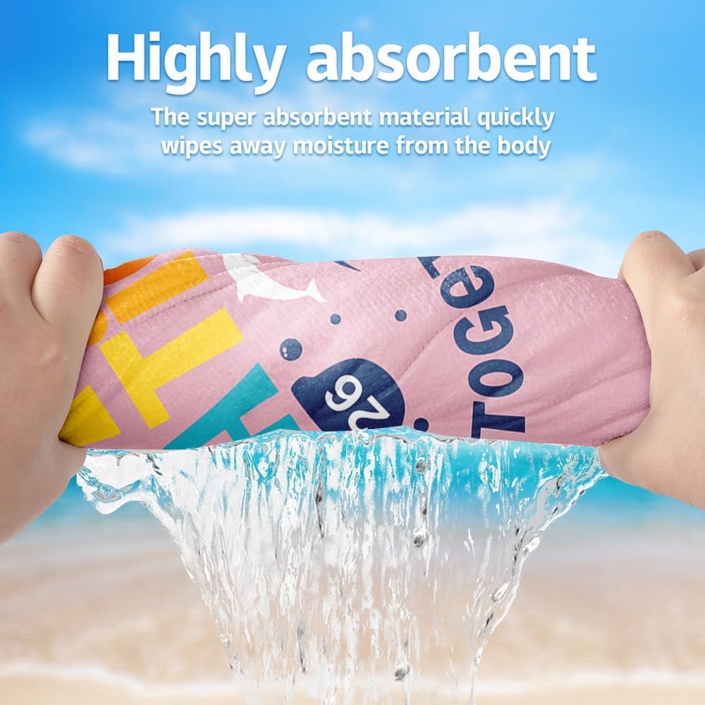 Personalized Beach Towels for Kids Adults - Custom Kids Beach Towels with Names- Customized Sand Free Quick Dry Striped Bath/Pool/Beach Towel for Boys Girls Women Men(Color1)