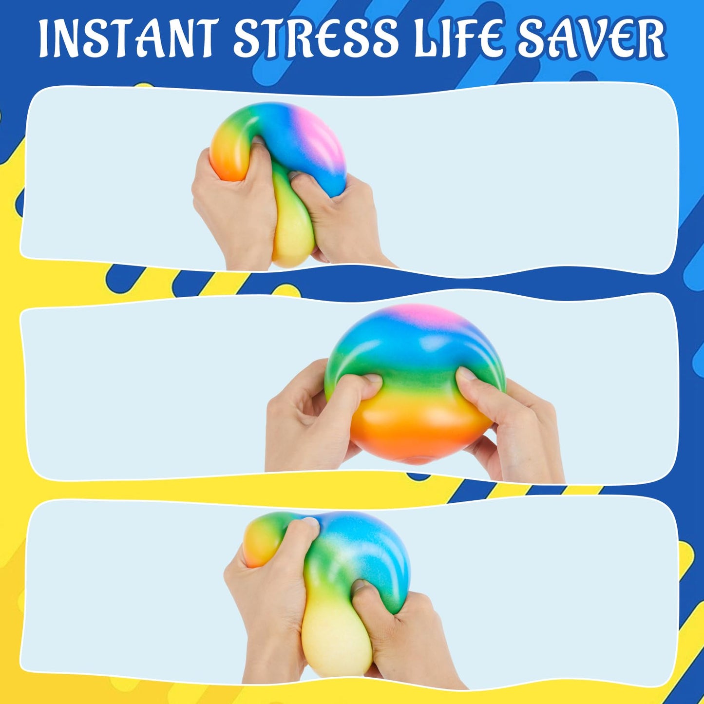 Giant 4 Inches Jumbo Stress Balls for Adults Anxiety Relief, Nedoh Balls Squishy Balls Fidget Squeeze Squish Big Ball for Anti-Stress