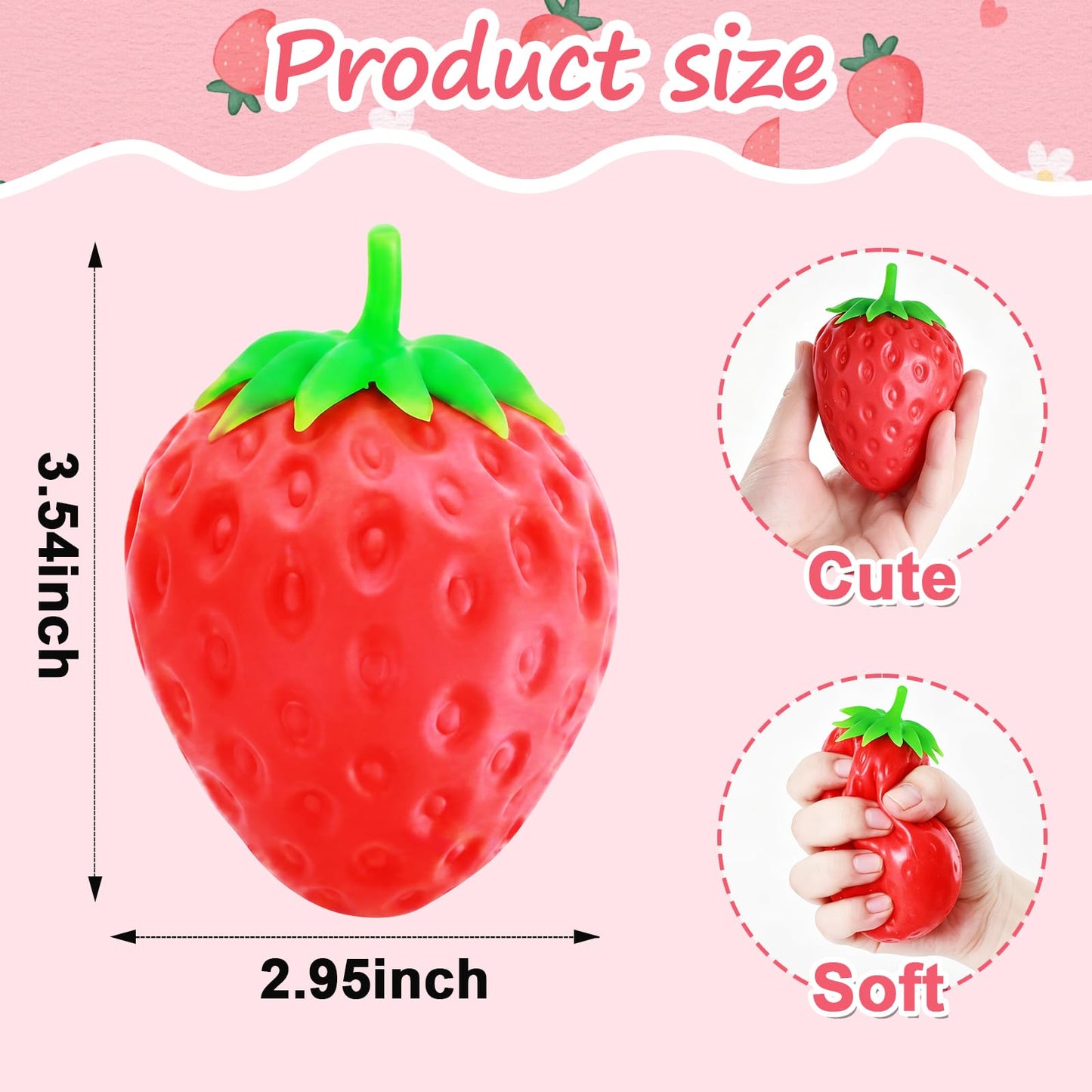 Strawberry Squishy, Strawberry Squishy Sensory Fidget Giant Jumbo Big Slow Rising Stress Ball Squeeze Toy Fruit Realistic for Relief, Adults Kids Gifts Party Favor (1pcs)