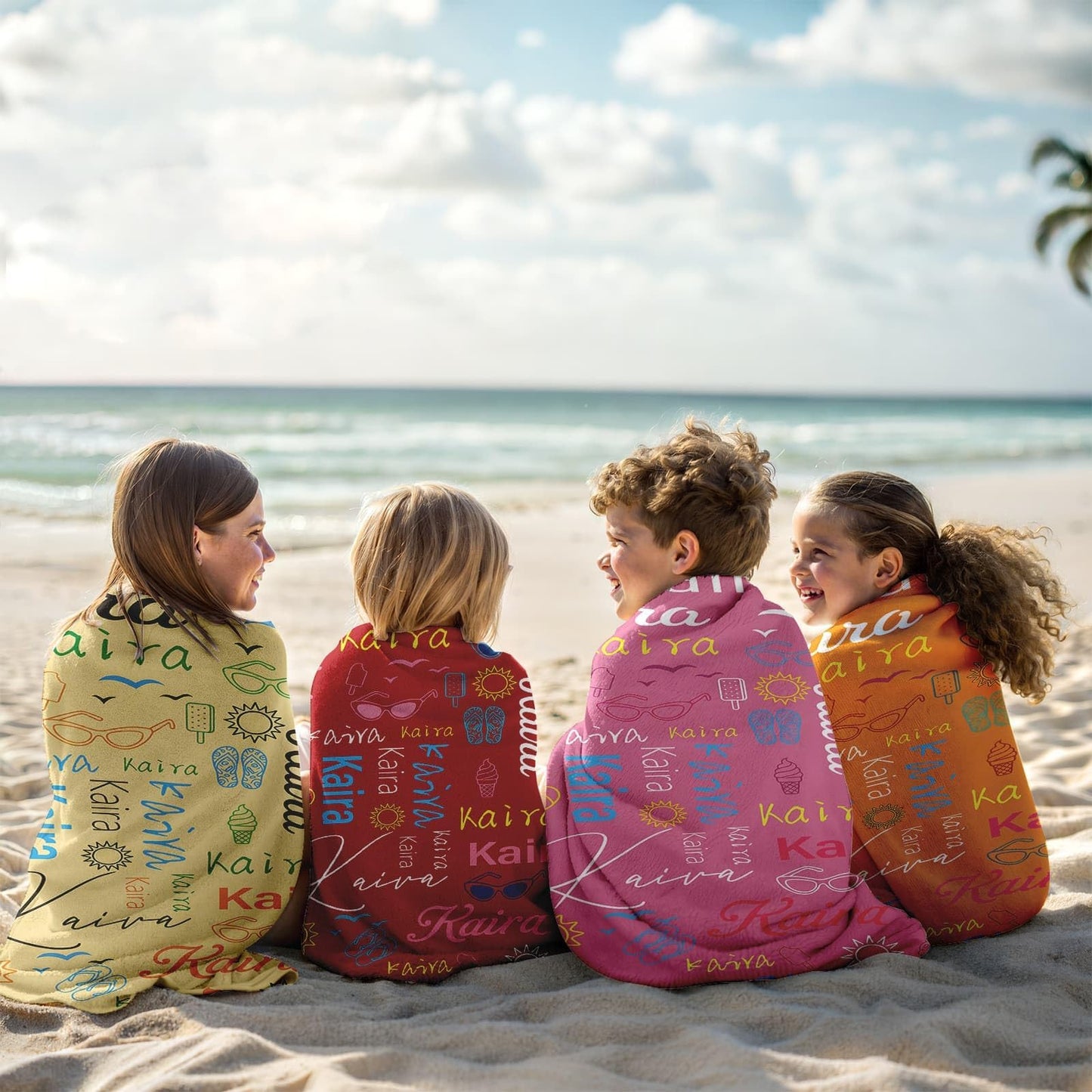 Personalized Beach Towels for Kids Adults - Custom Kids Beach Towels with Names- Customized Sand Free Quick Dry Striped Bath/Pool/Beach Towel for Boys Girls Women Men(Color1)