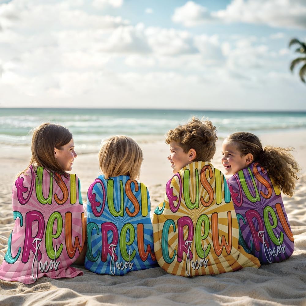 Personalized Beach Towels for Kids Adults - Custom Kids Beach Towels with Names- Customized Sand Free Quick Dry Striped Bath/Pool/Beach Towel for Boys Girls Women Men(Color1)