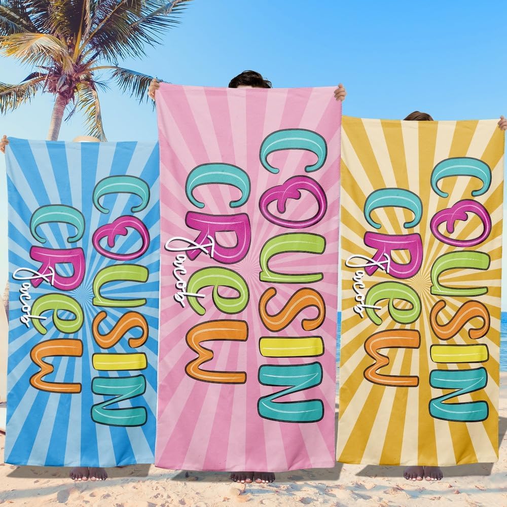 Personalized Beach Towels for Kids Adults - Custom Kids Beach Towels with Names- Customized Sand Free Quick Dry Striped Bath/Pool/Beach Towel for Boys Girls Women Men(Color1)