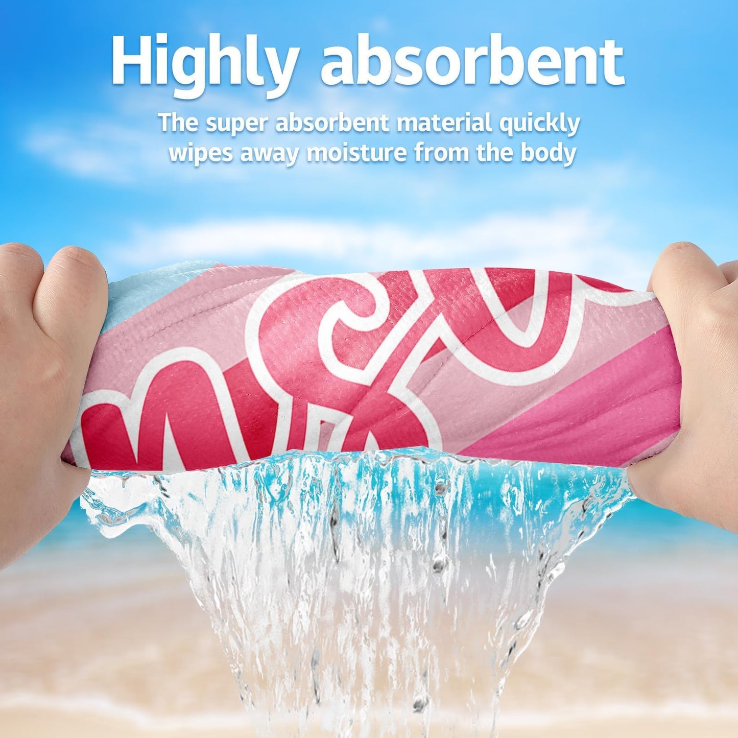 Personalized Beach Towels for Kids Adults - Custom Kids Beach Towels with Names- Customized Sand Free Quick Dry Striped Bath/Pool/Beach Towel for Boys Girls Women Men(Color1)