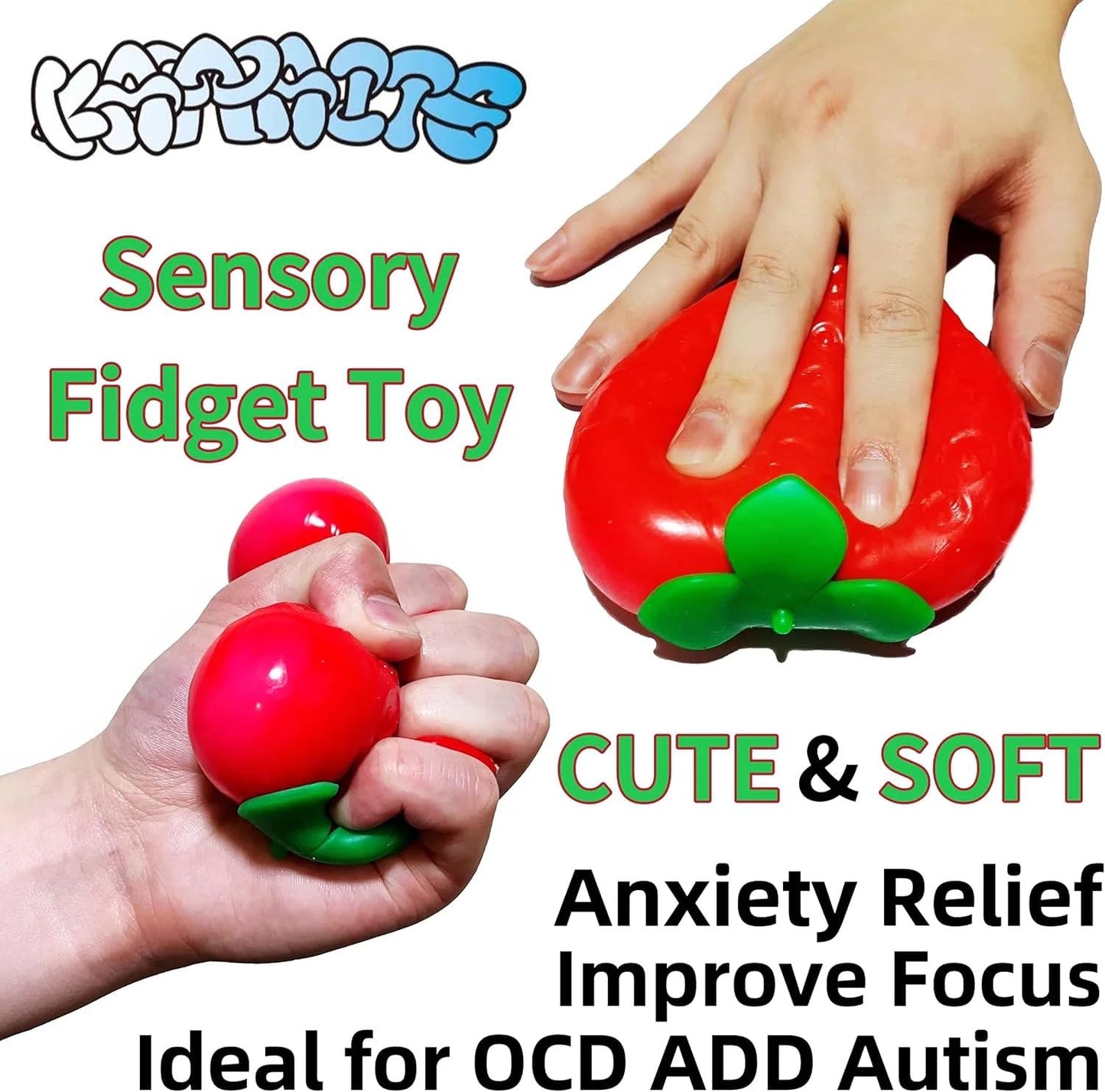 Strawberry Squishy, Strawberry Squishy Sensory Fidget Giant Jumbo Big Slow Rising Stress Ball Squeeze Toy Fruit Realistic for Relief, Adults Kids Gifts Party Favor (1pcs)