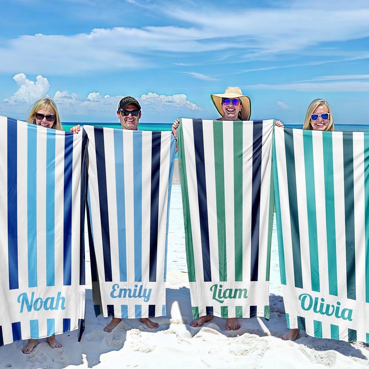 Personalized Beach Towels for Kids Adults - Custom Kids Beach Towels with Names- Customized Sand Free Quick Dry Striped Bath/Pool/Beach Towel for Boys Girls Women Men(Color1)