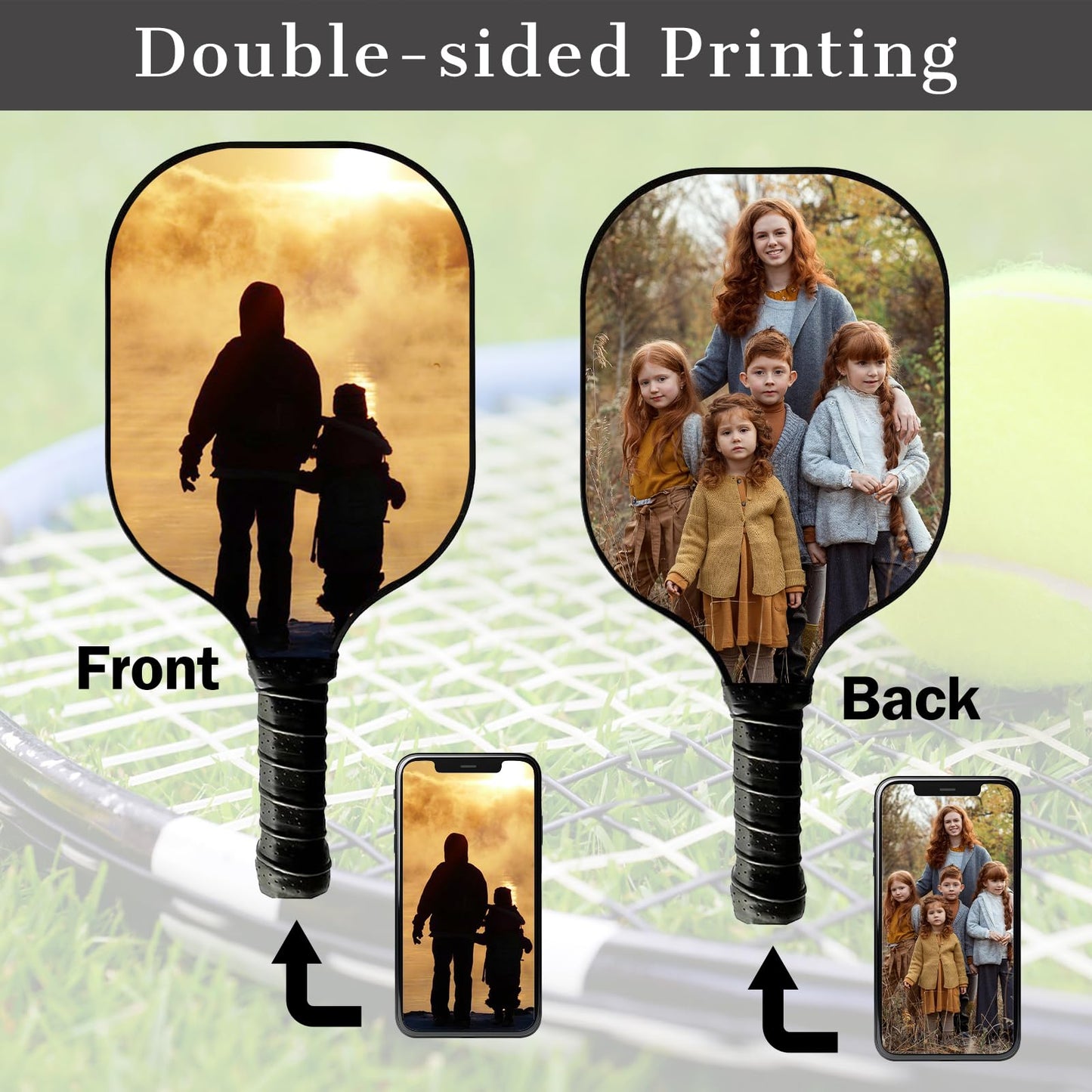 Custom Pickleball Paddles with Photo Text Logo Personalized Fiberglass Pickleball Paddle Set for Beginners Pickleball Lovers