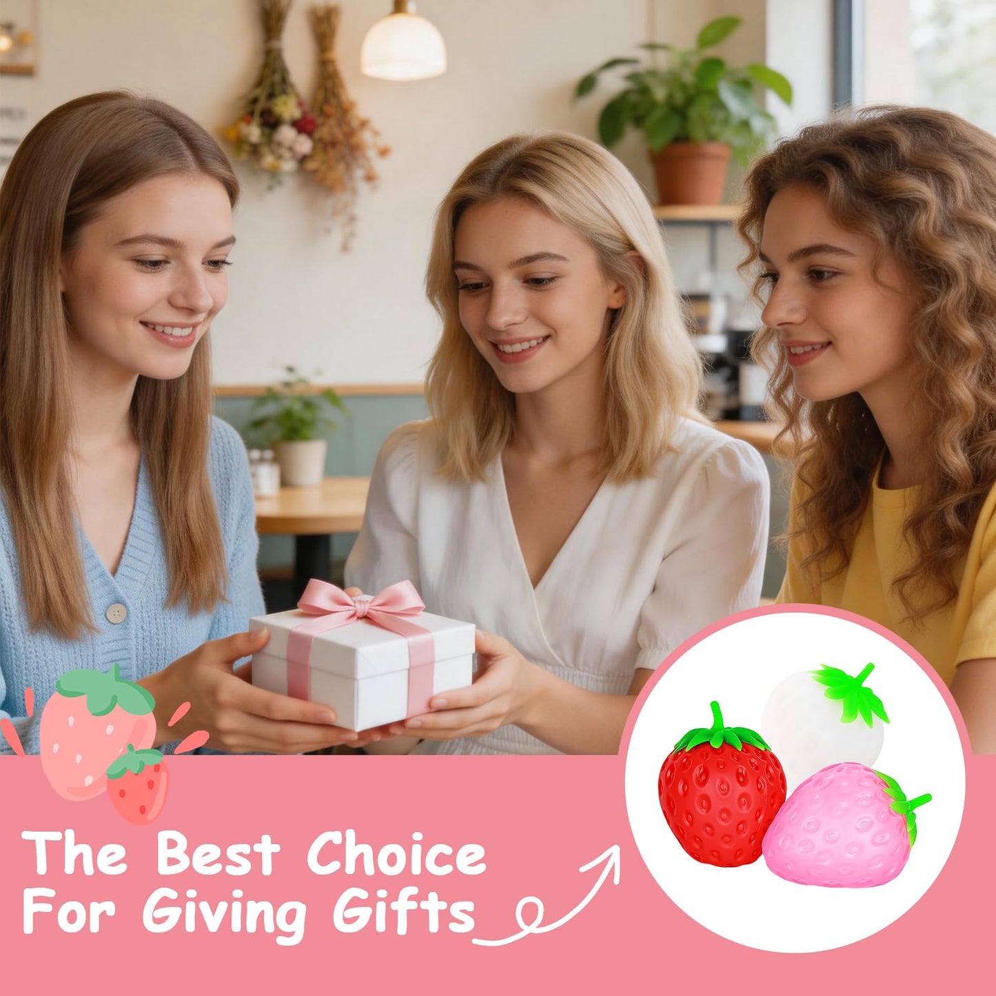 Strawberry Squishy, Strawberry Squishy Sensory Fidget Giant Jumbo Big Slow Rising Stress Ball Squeeze Toy Fruit Realistic for Relief, Adults Kids Gifts Party Favor (1pcs)
