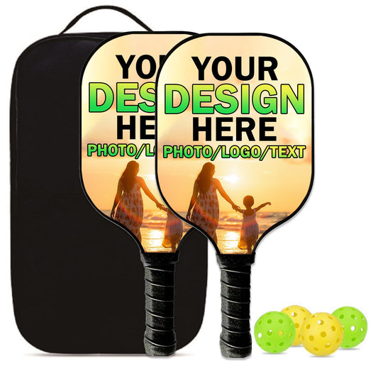 Custom Pickleball Paddles with Photo Text Logo Personalized Fiberglass Pickleball Paddle Set for Beginners Pickleball Lovers