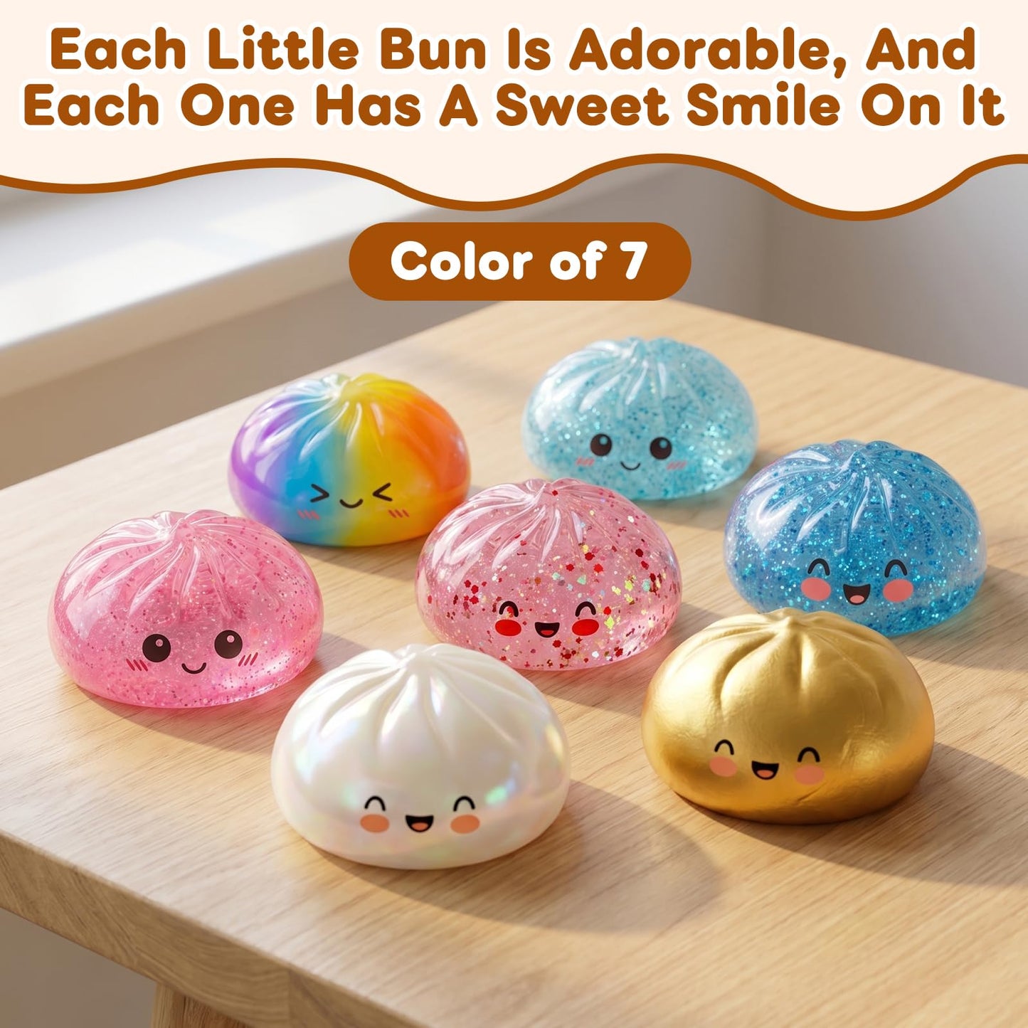 Glitter Dumpling Squishy,Dumpling Squishies,Glitter Dumpling Mystery Box,Colorful Dumpling Stress Balls Fidget,Jumbo Squishy Toy with Steamer Box Suitable for Adult use in Offices (Glitter White)
