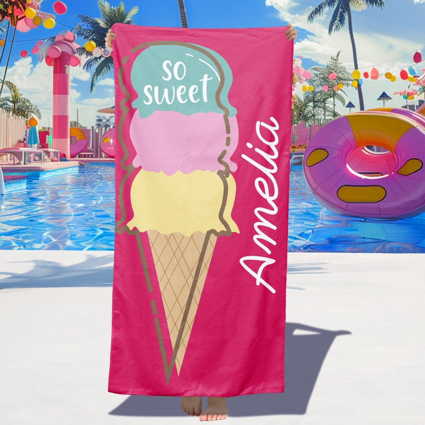 Personalized Beach Towels for Kids Adults - Custom Kids Beach Towels with Names- Customized Sand Free Quick Dry Striped Bath/Pool/Beach Towel for Boys Girls Women Men(Color1)