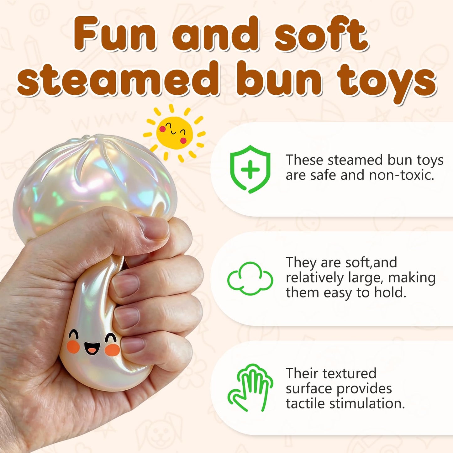 Glitter Dumpling Squishy,Dumpling Squishies,Glitter Dumpling Mystery Box,Colorful Dumpling Stress Balls Fidget,Jumbo Squishy Toy with Steamer Box Suitable for Adult use in Offices (Glitter White)