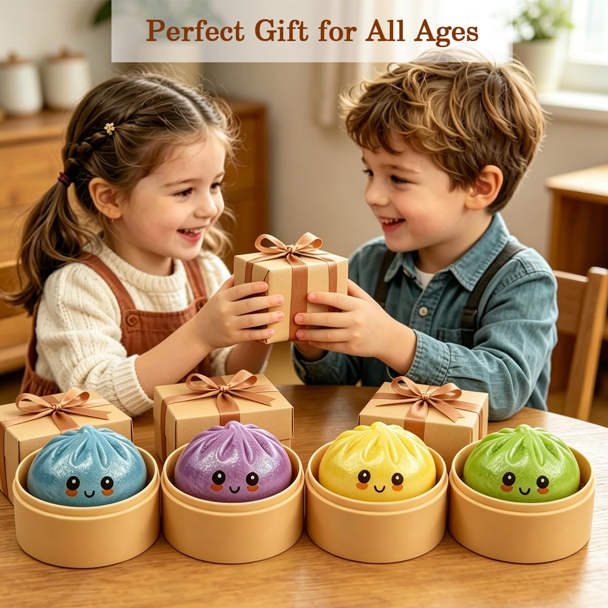 Anditoy Dumpling Squishy Toys Glitter Dumpling Stress Balls Giant Squishy Mystery Box Squeeze Toys for Adults Stress Relief Desk Toys Kids Party Favors Birthday Gifts (Blue)