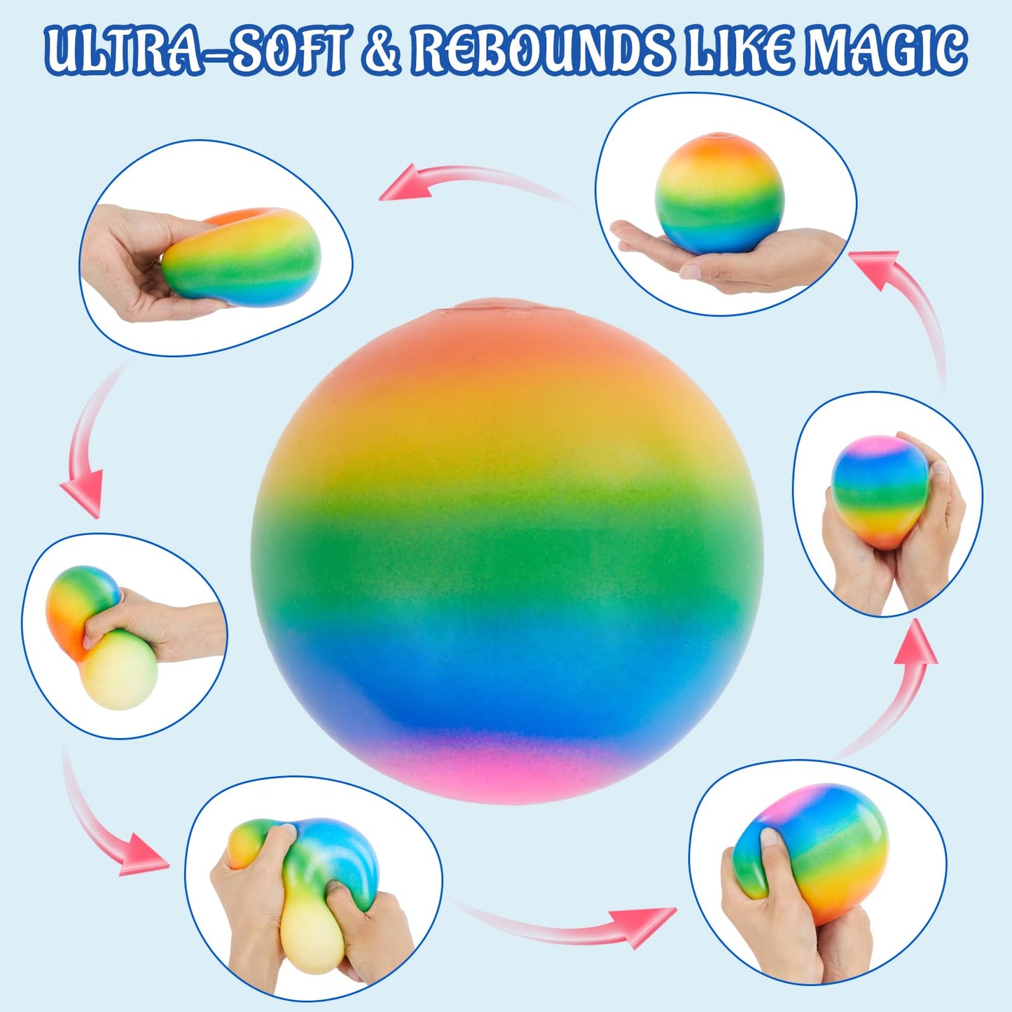 Giant 4 Inches Jumbo Stress Balls for Adults Anxiety Relief, Nedoh Balls Squishy Balls Fidget Squeeze Squish Big Ball for Anti-Stress