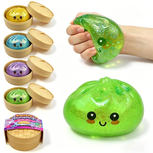 Anditoy Dumpling Squishy Toys Glitter Dumpling Stress Balls Giant Squishy Mystery Box Squeeze Toys for Adults Stress Relief Desk Toys Kids Party Favors Birthday Gifts (Blue)