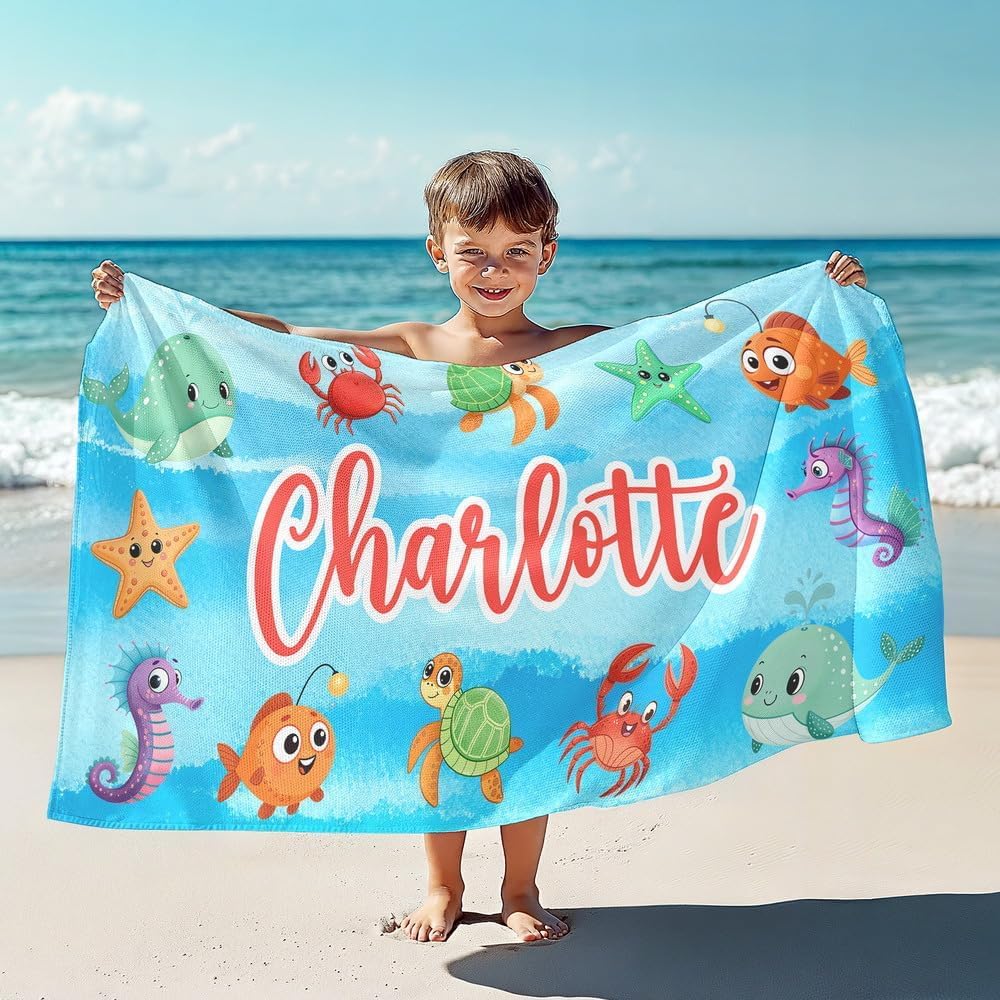 Personalized Beach Towels for Kids - Custom Ice Cream Drip Baseball Beach Towel for Boys,Customized Ultra Absorbent Super Soft Swim/Pool Towel,Team Gift,Youth Baseball Gift for Boys