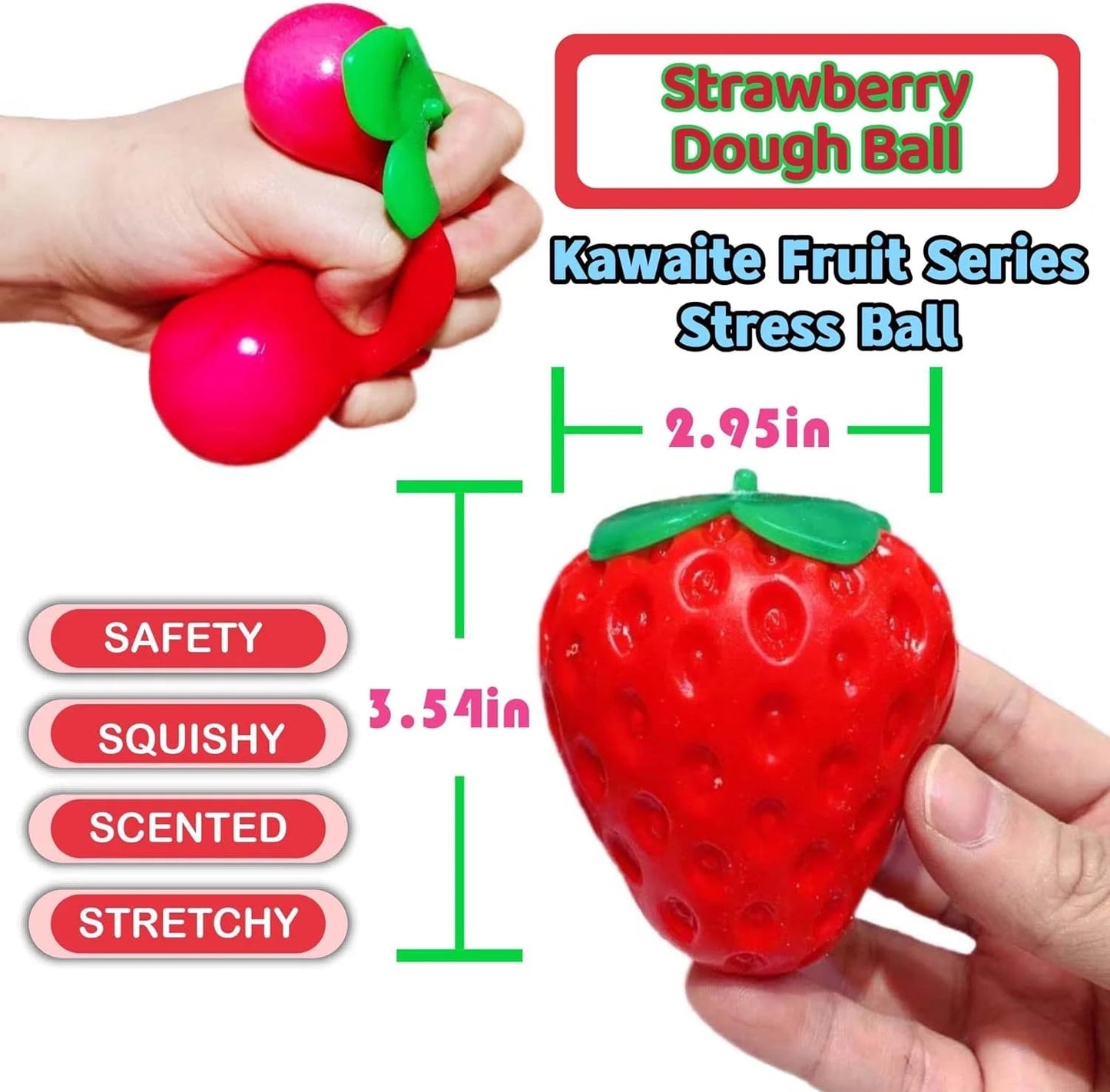 Strawberry Squishy, Strawberry Squishy Sensory Fidget Giant Jumbo Big Slow Rising Stress Ball Squeeze Toy Fruit Realistic for Relief, Adults Kids Gifts Party Favor (1pcs)
