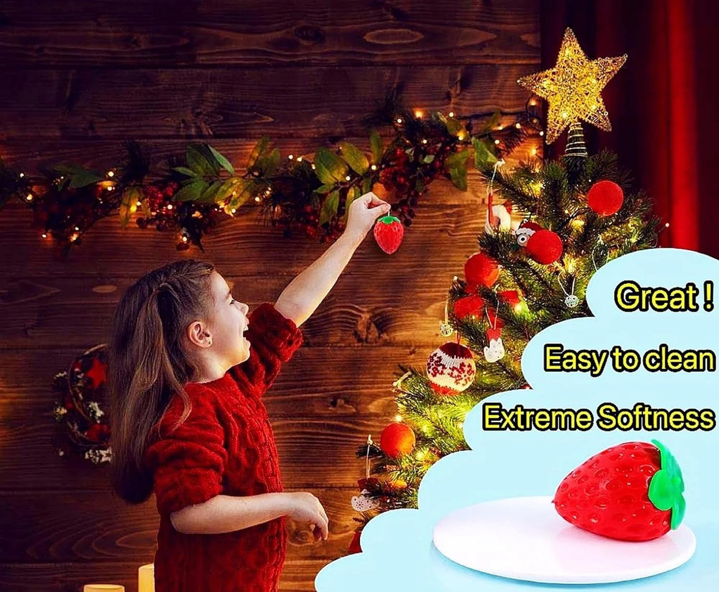 Strawberry Squishy, Strawberry Squishy Sensory Fidget Giant Jumbo Big Slow Rising Stress Ball Squeeze Toy Fruit Realistic for Relief, Adults Kids Gifts Party Favor (1pcs)