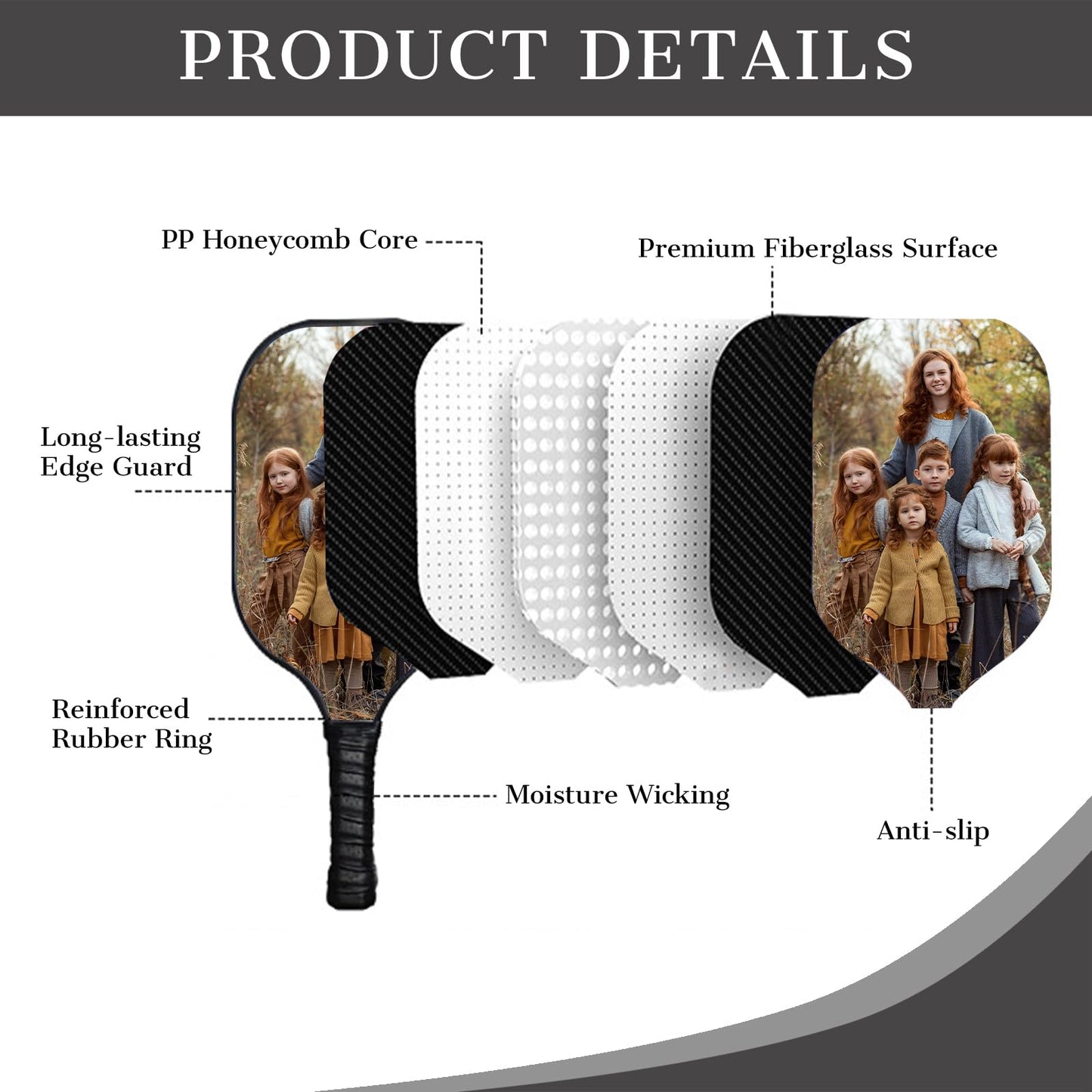 Custom Pickleball Paddles with Photo Text Logo Personalized Fiberglass Pickleball Paddle Set for Beginners Pickleball Lovers