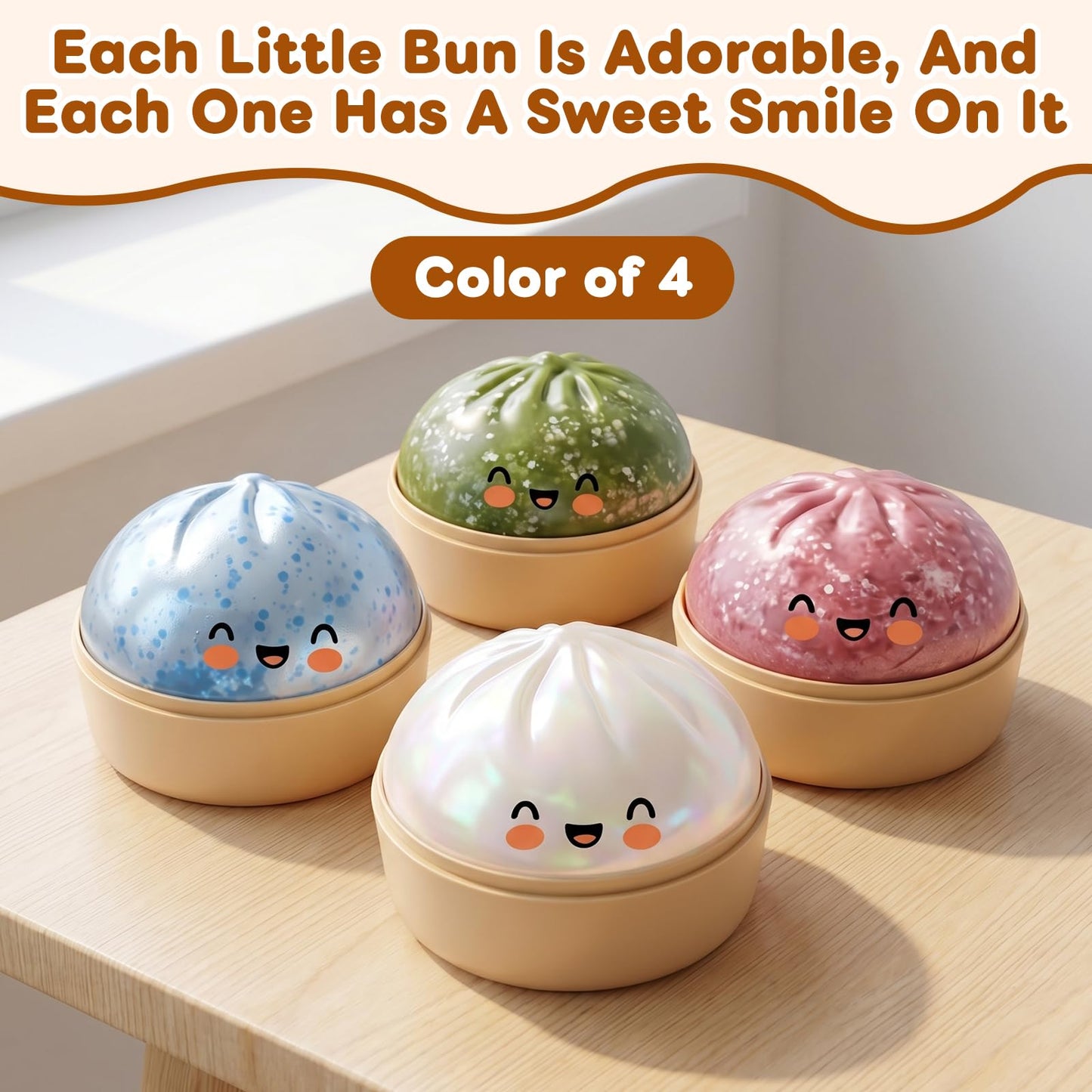 Glitter Dumpling Squishy,Dumpling Squishies,Glitter Dumpling Mystery Box,Colorful Dumpling Stress Balls Fidget,Jumbo Squishy Toy with Steamer Box Suitable for Adult use in Offices (Glitter White)