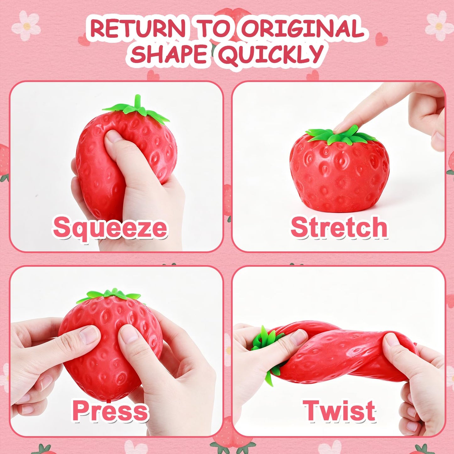 Strawberry Squishy, Strawberry Squishy Sensory Fidget Giant Jumbo Big Slow Rising Stress Ball Squeeze Toy Fruit Realistic for Relief, Adults Kids Gifts Party Favor (1pcs)