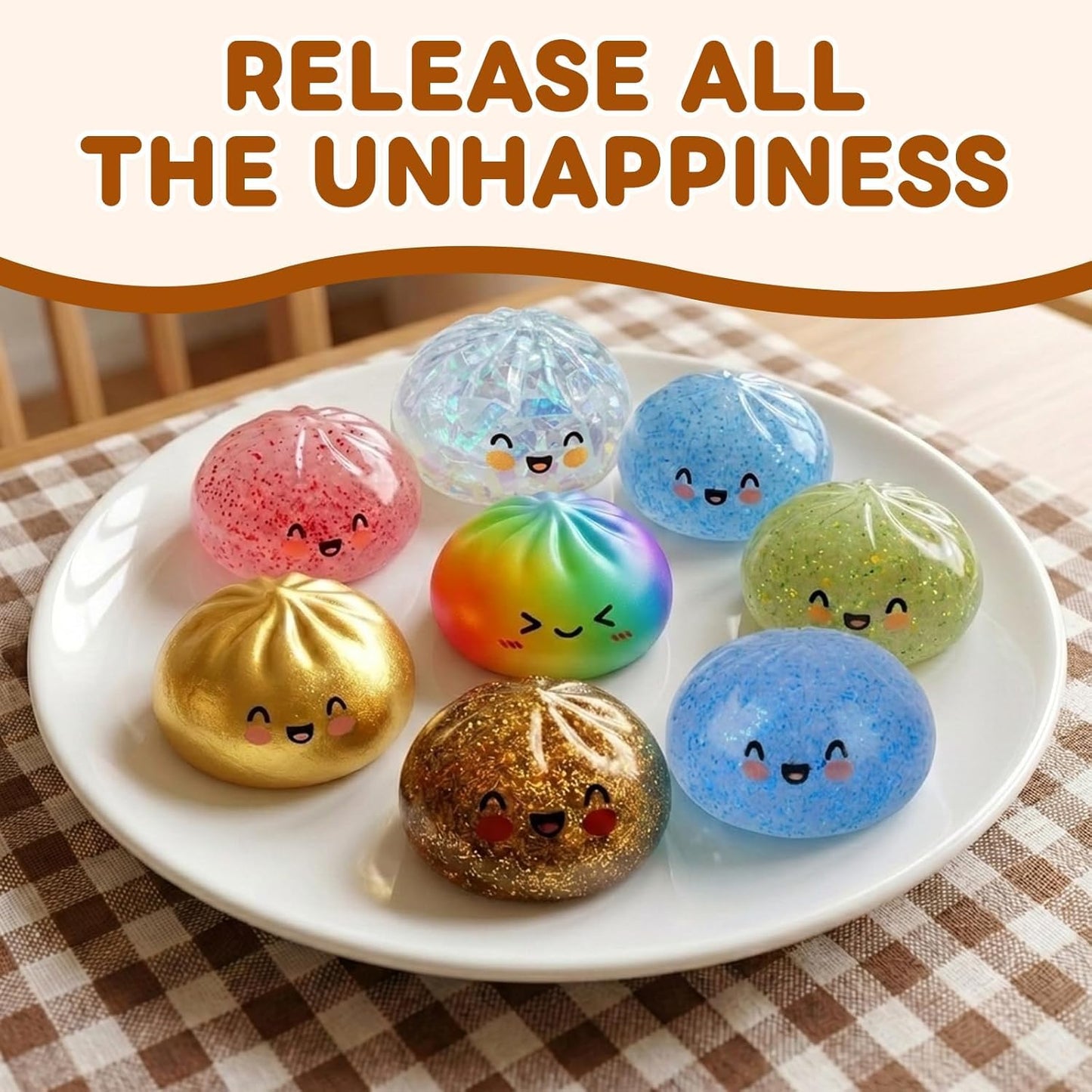 Glitter Dumpling Squishy,Dumpling Squishies,Glitter Dumpling Mystery Box,Colorful Dumpling Stress Balls Fidget,Jumbo Squishy Toy with Steamer Box Suitable for Adult use in Offices (Glitter White)